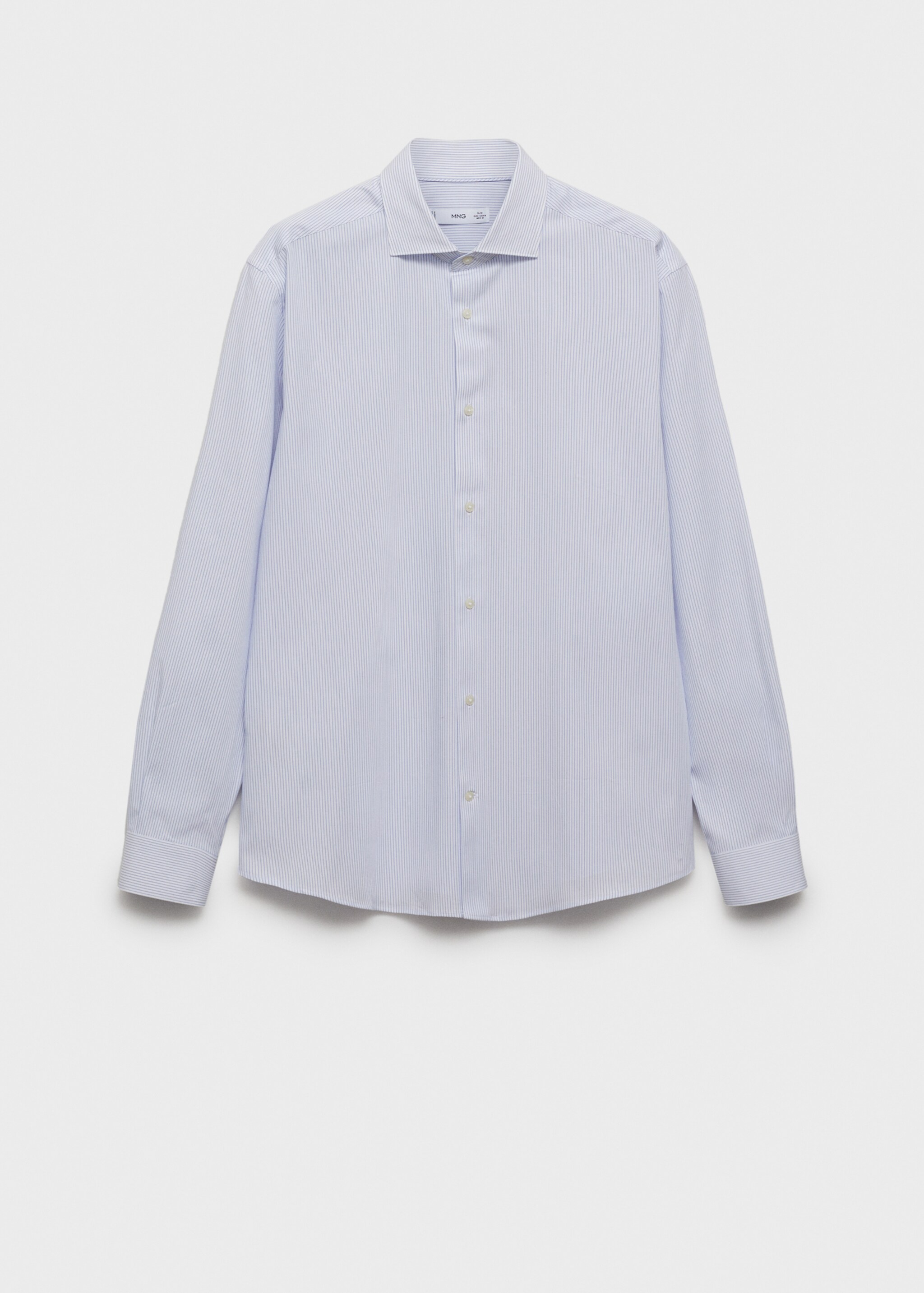 Slim fit striped cotton shirt - Article without model, Sky Blue. Ref: 87000607-00.