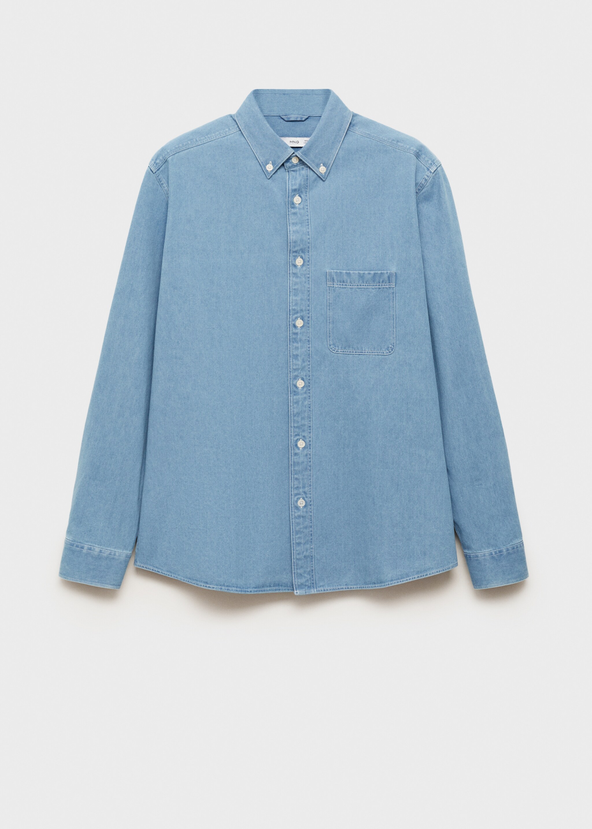 100% cotton denim shirt - Article without model, Medium Blue. Ref: 87000609-00.