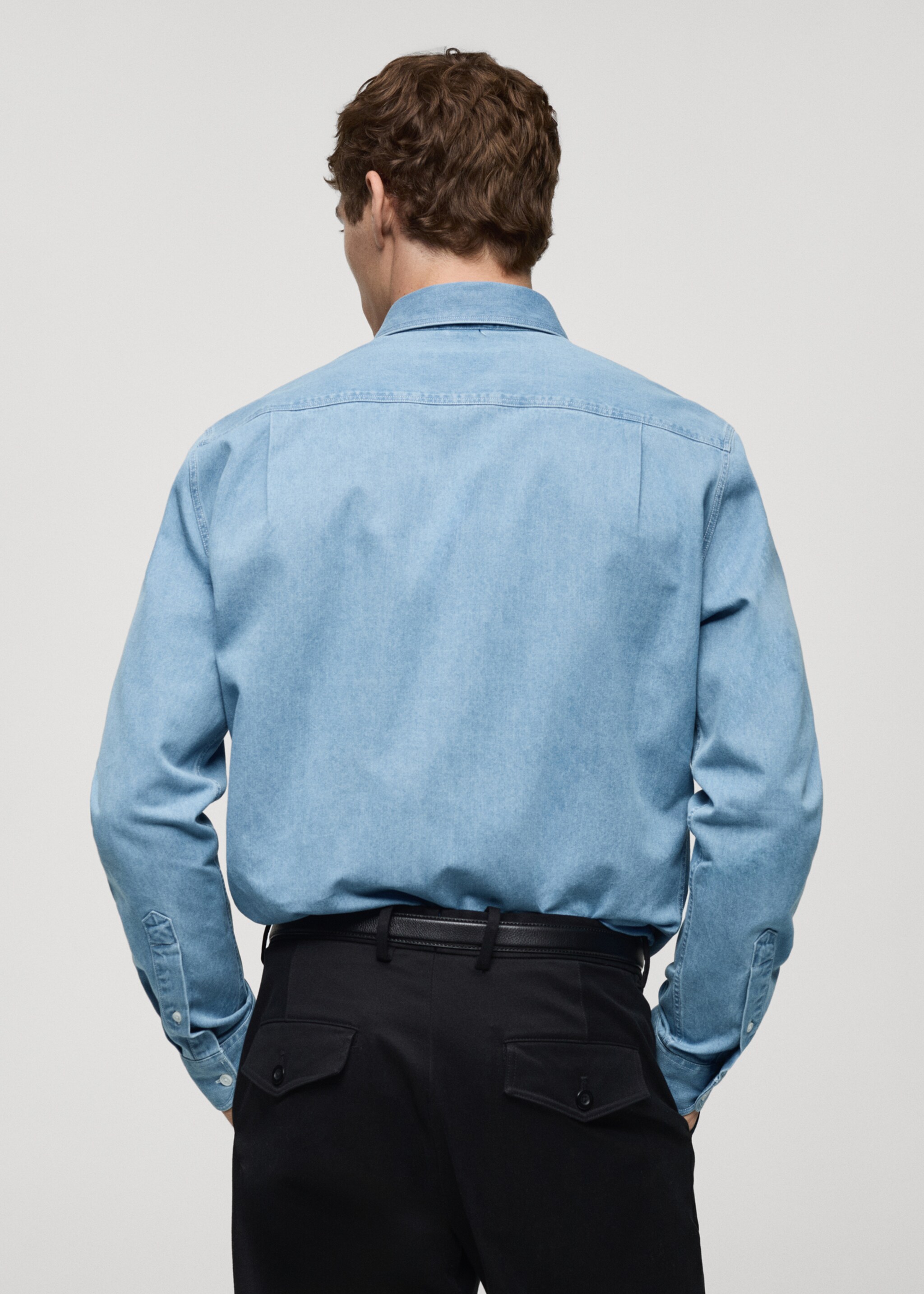 100% cotton denim shirt - Reverse of the article, Medium Blue. Ref: 87000609-00.