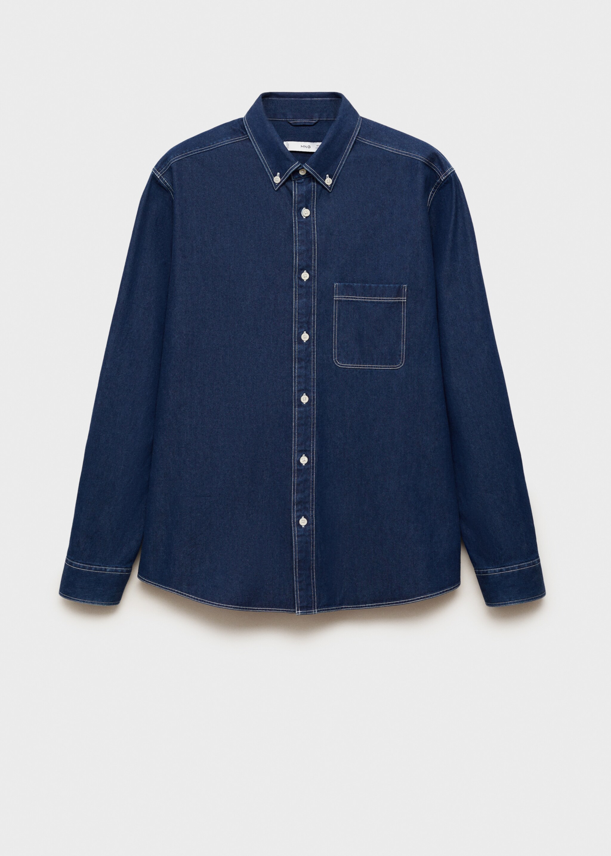 100% cotton denim shirt - Article without model, Dark Blue. Ref: 87000609-00.