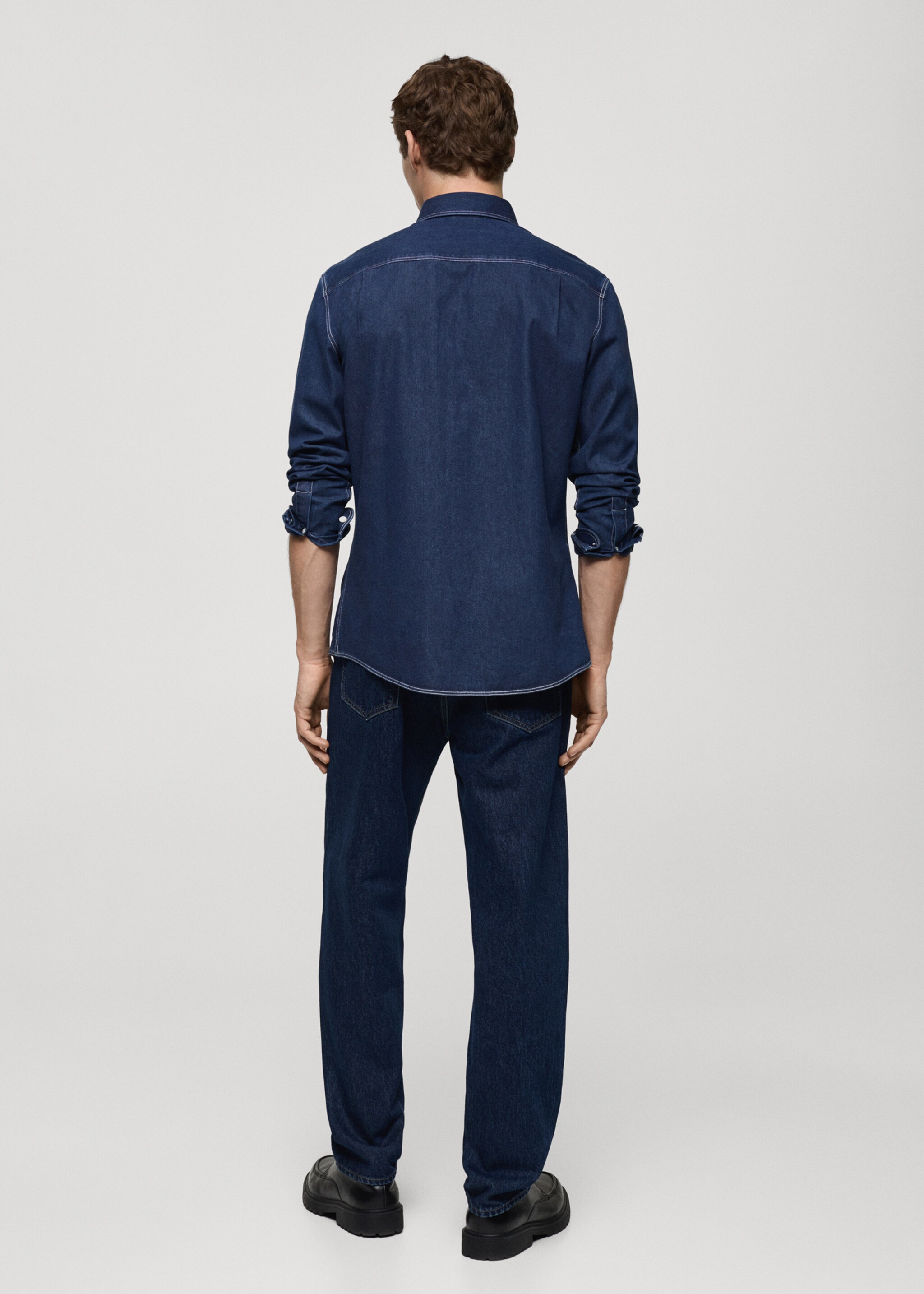 100% cotton denim shirt - Reverse of the article, Dark Blue. Ref: 87000609-00.