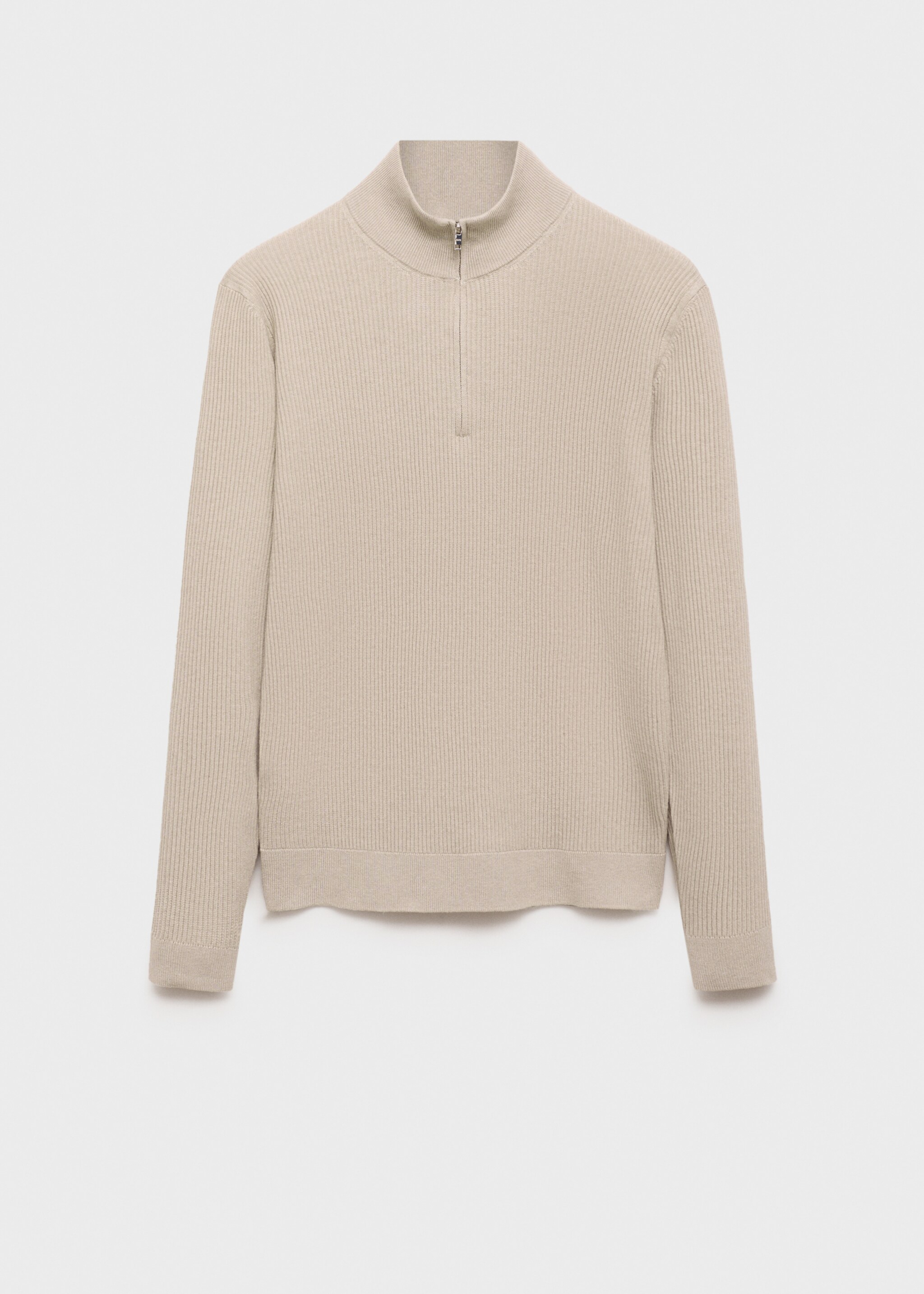 Gerippter Pullover mit Zip-Kragen - Artikel ohne Model, Beige. Ref: 87000611-00.