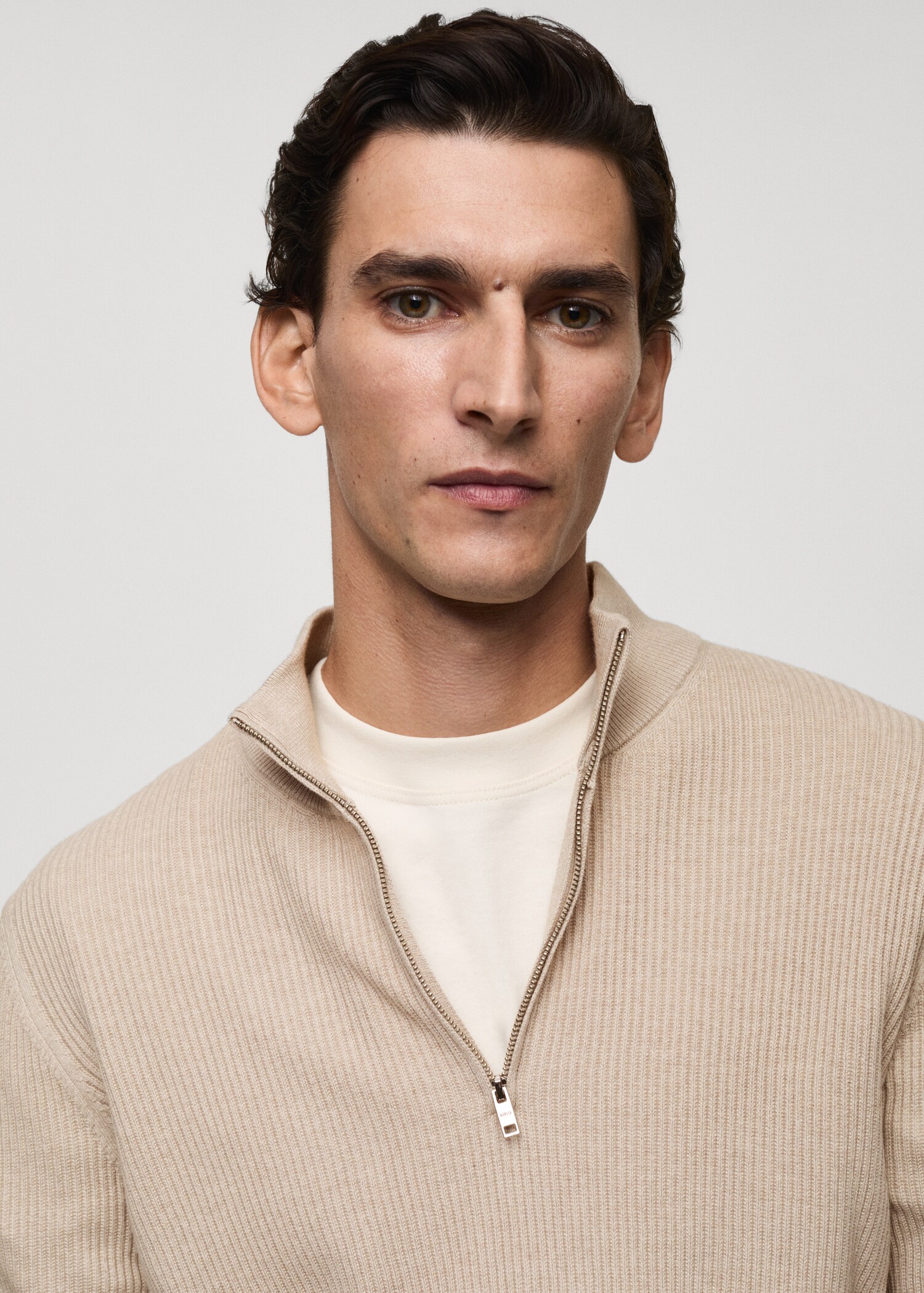 Ribbed sweater with zip neck - Details of the article 1