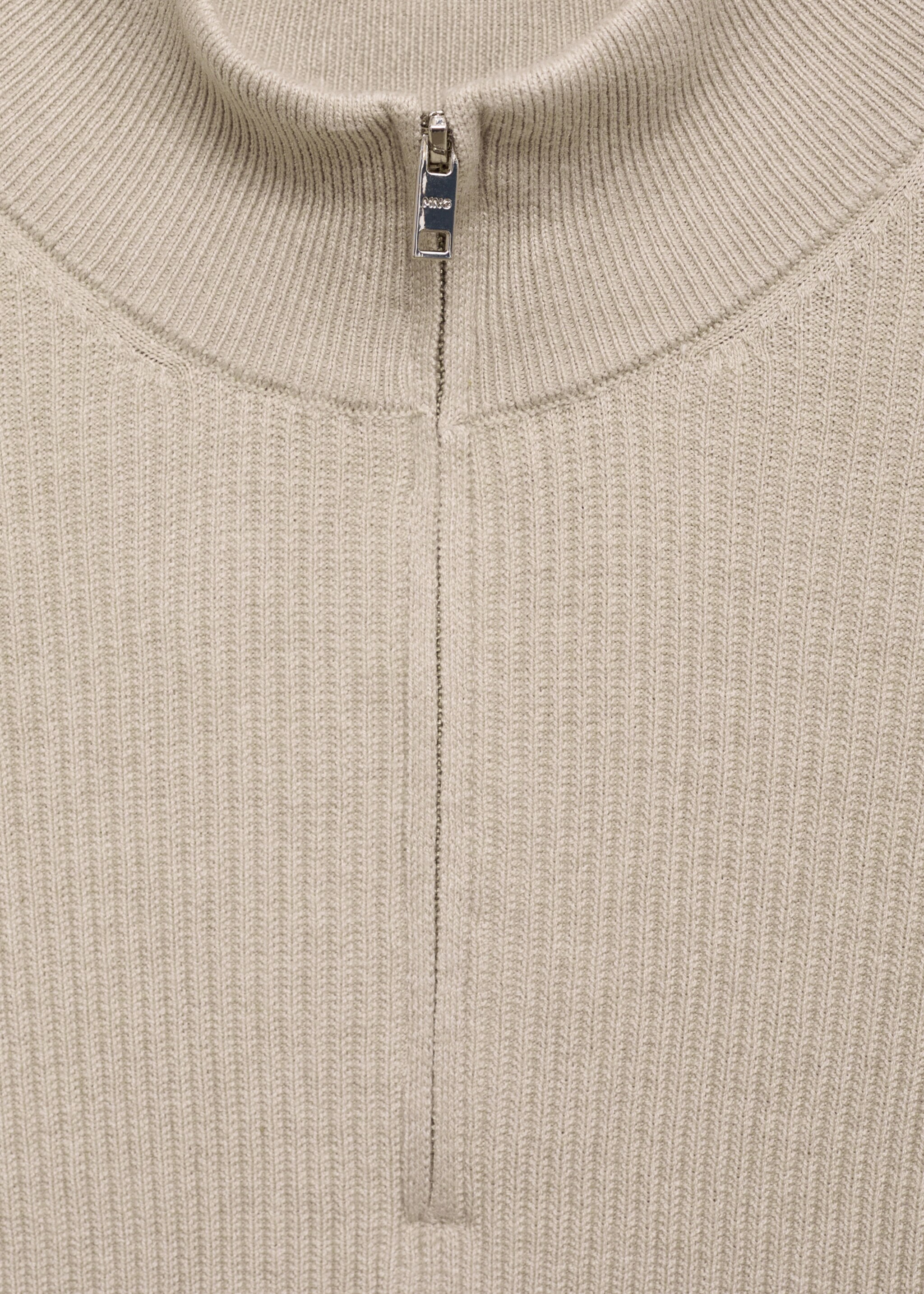 Gerippter Pullover mit Zip-Kragen - Detail des Artikels 8, Beige. Ref: 87000611-00.
