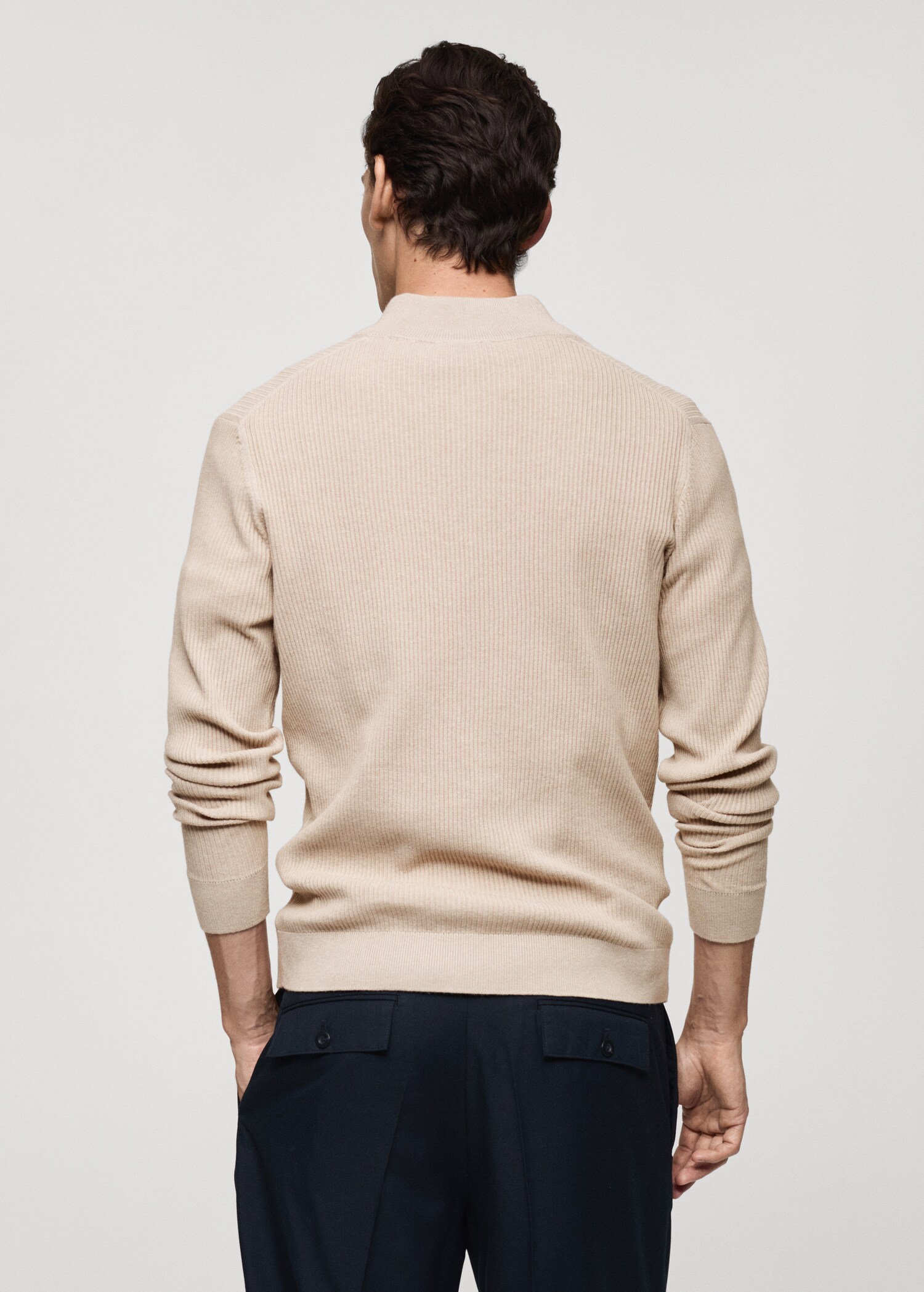 Ribbed sweater with zip neck - Reverse of the article