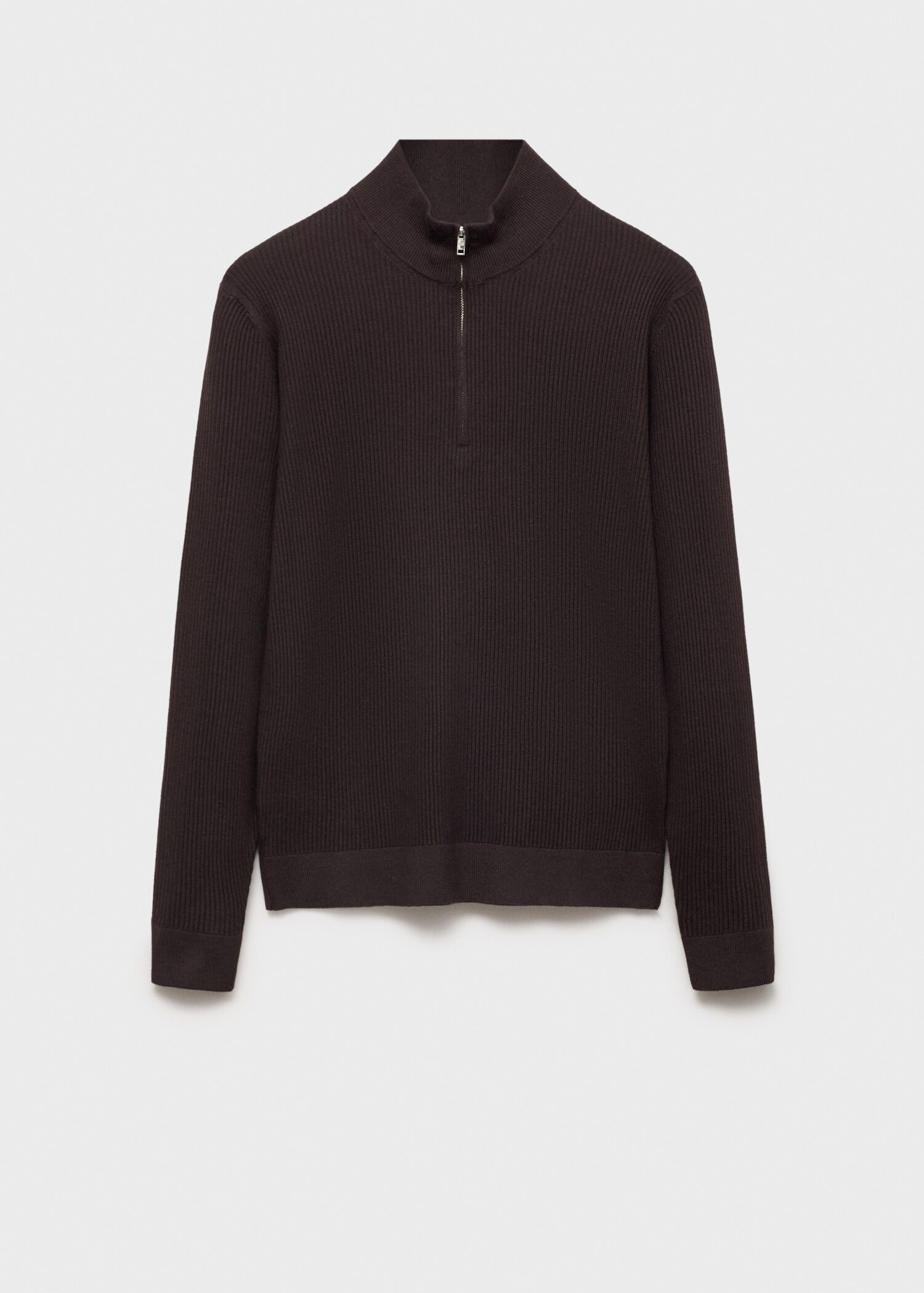 Ribbed sweater with zip neck - Article without model