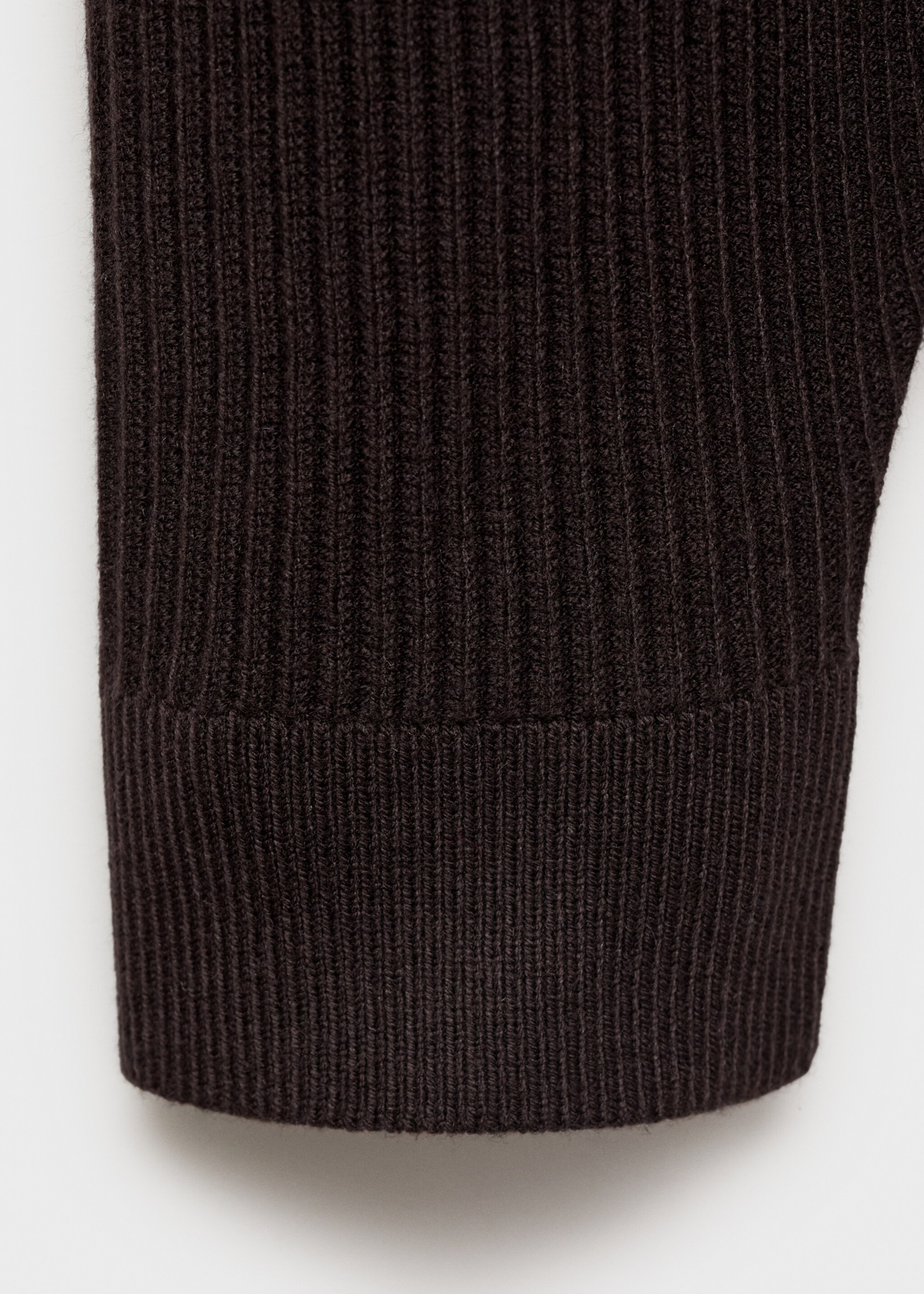 Ribbed sweater with zip neck - Details of the article 0, Chocolate. Ref: 87000611-00.