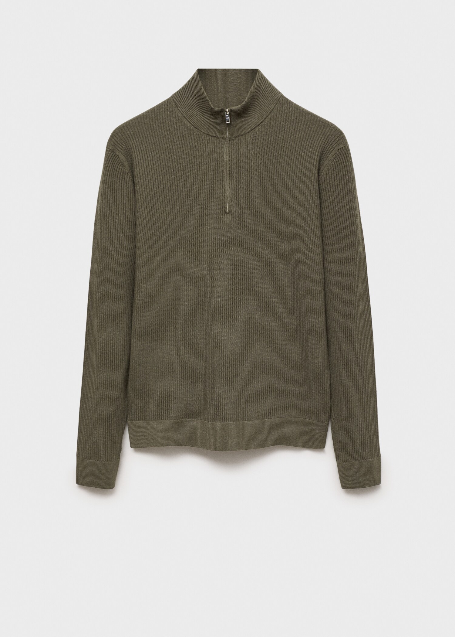 Ribbed sweater with zip neck - Article without model