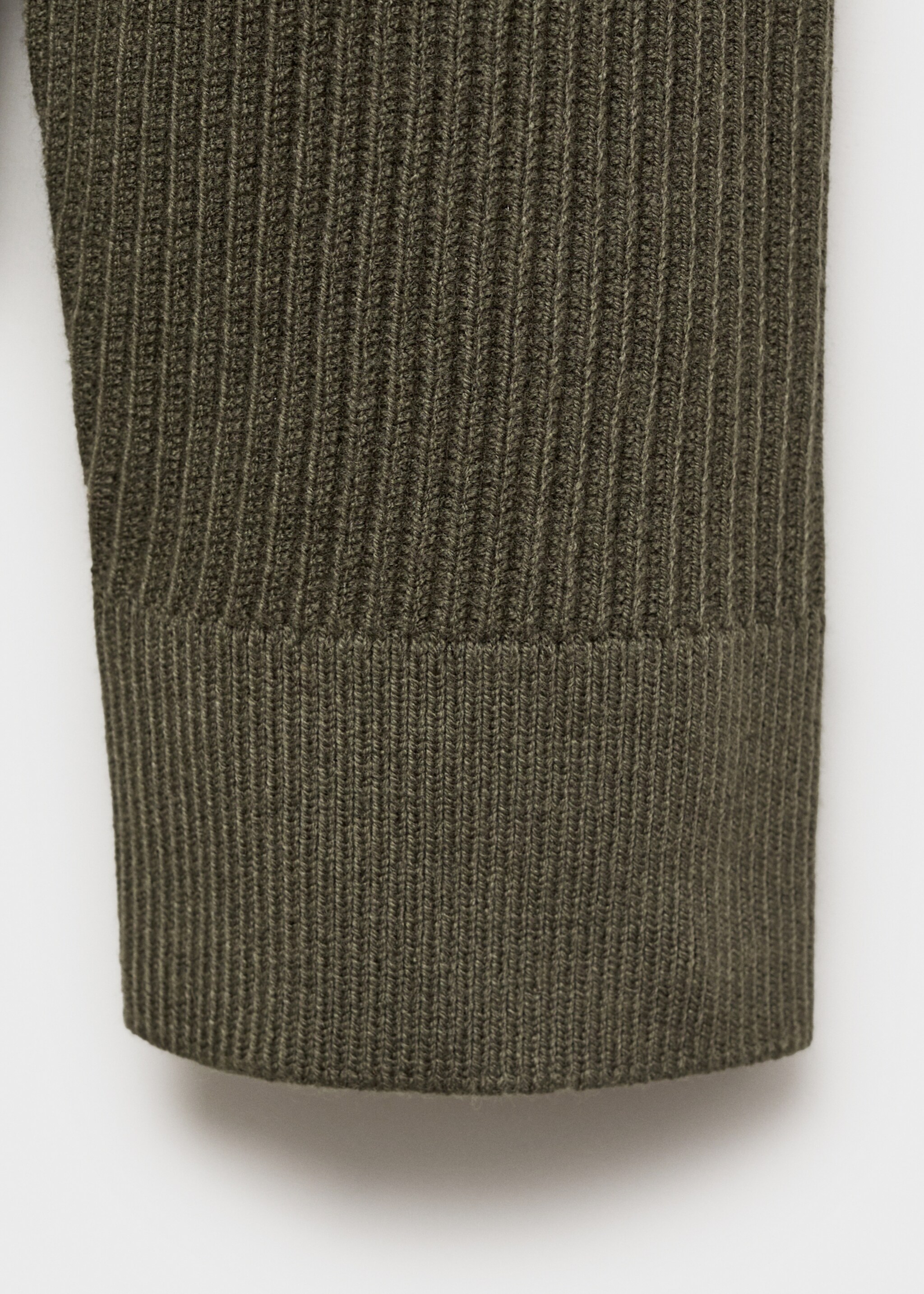 Ribbed sweater with zip neck - Details of the article 0, Khaki. Ref: 87000611-00.