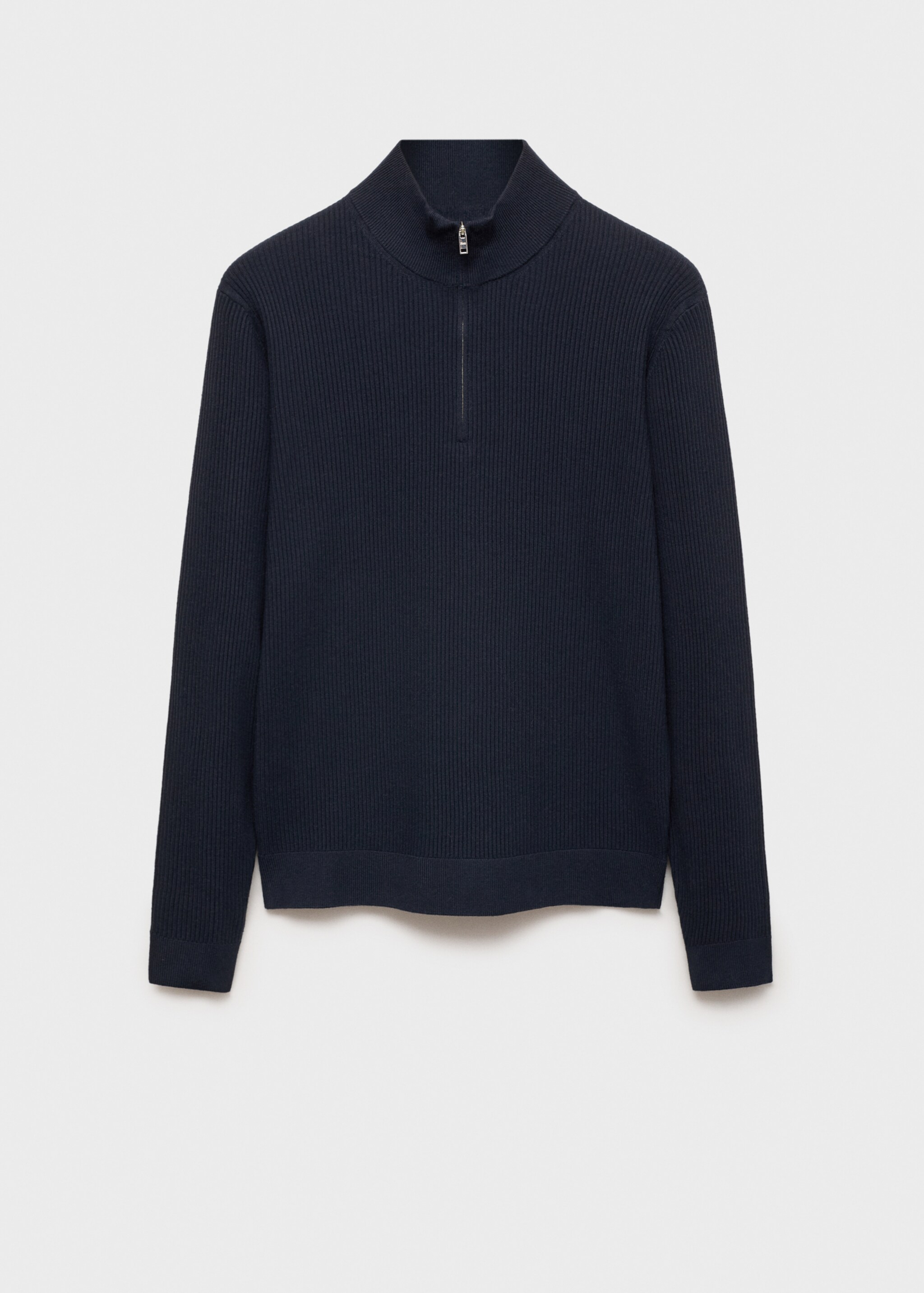Ribbed sweater with zip neck - Article without model, Dark Navy. Ref: 87000611-00.