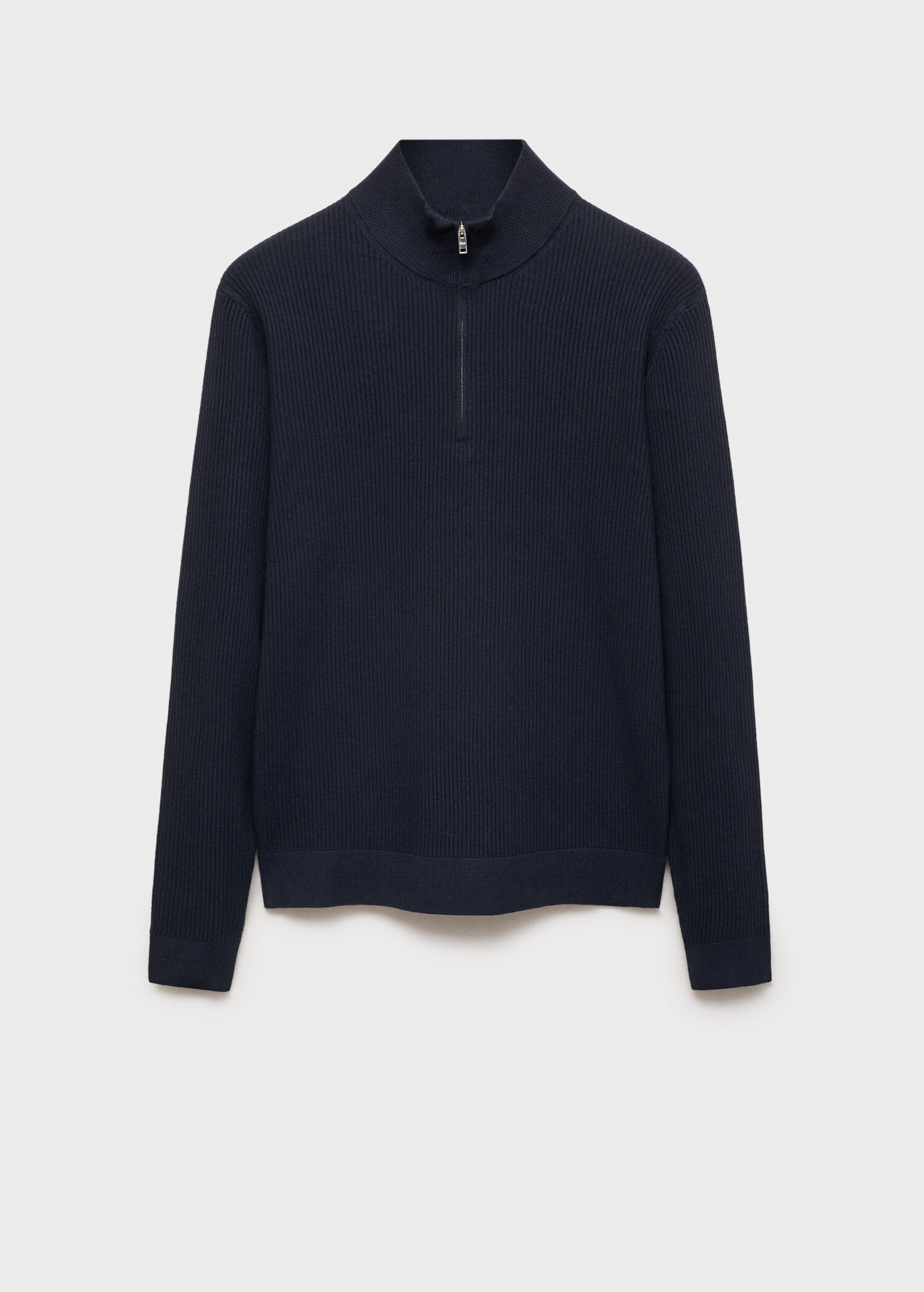 Ribbed sweater with zip neck - Article without model