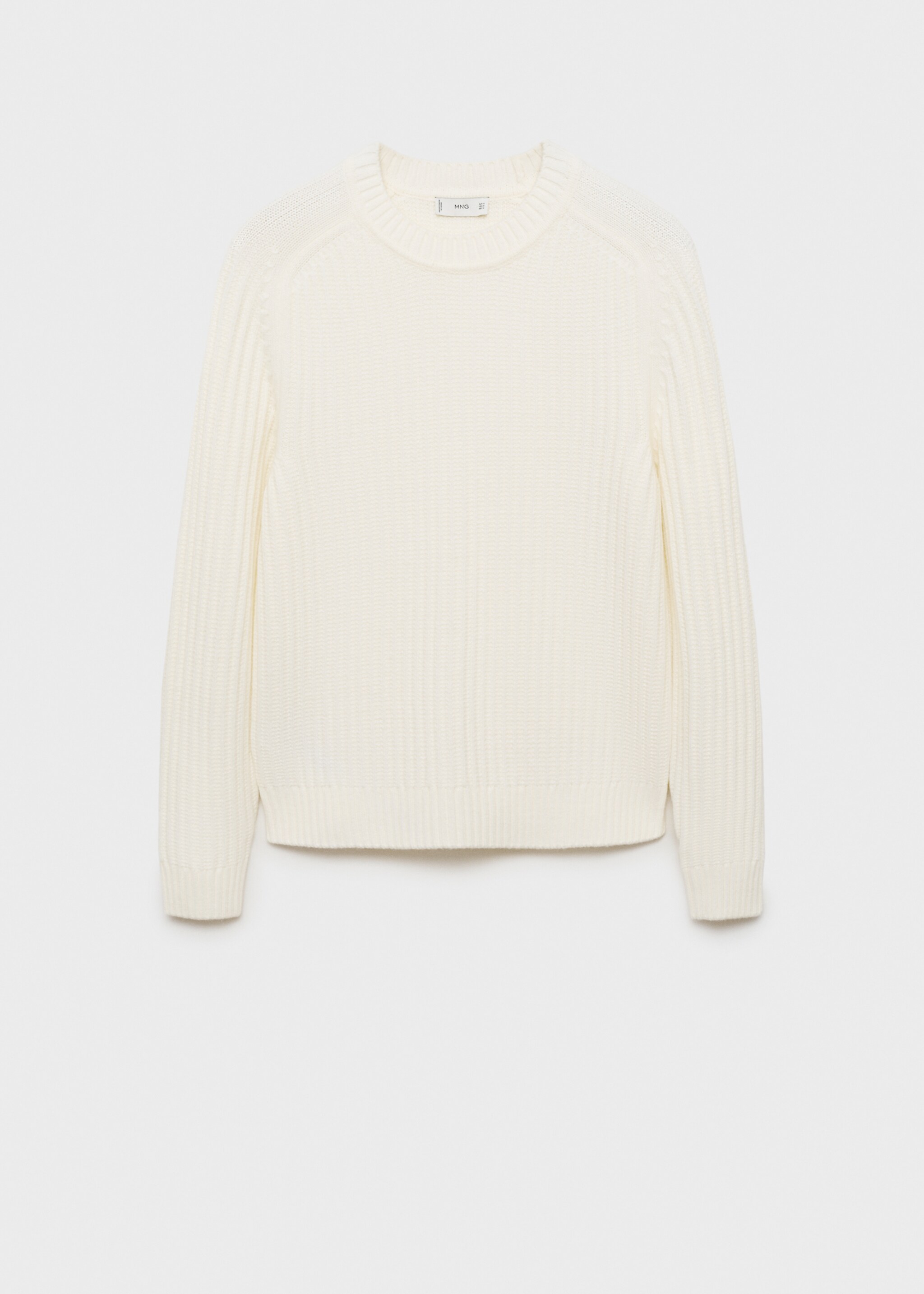 Gerippter Pullover aus Wollgemisch - Artikel ohne Model, Cremeweiß. Ref: 87000612-00.