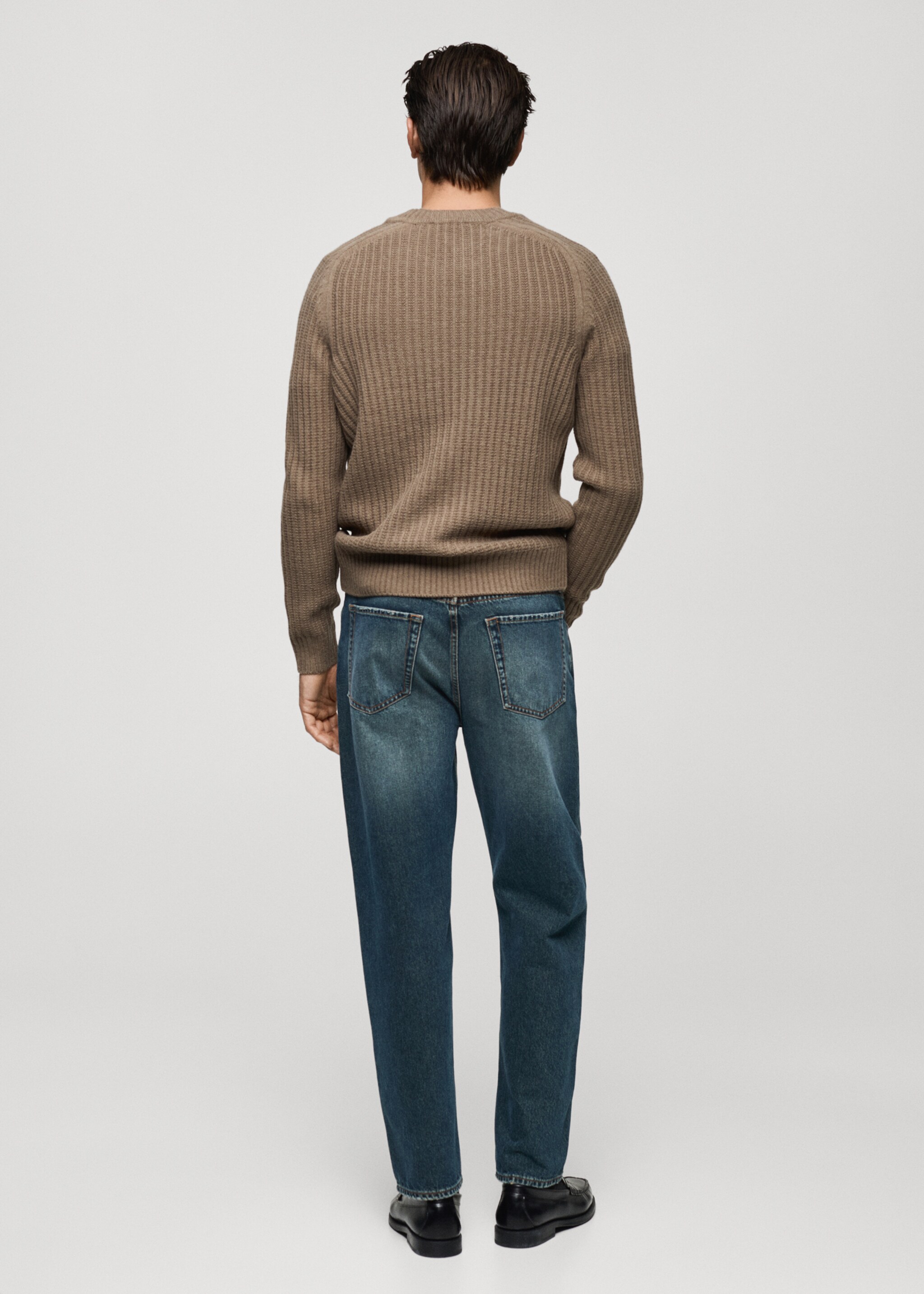 Pull-over maille côtelée laine mélangée - Verso de l’article, Café. Ref: 87000612-00.