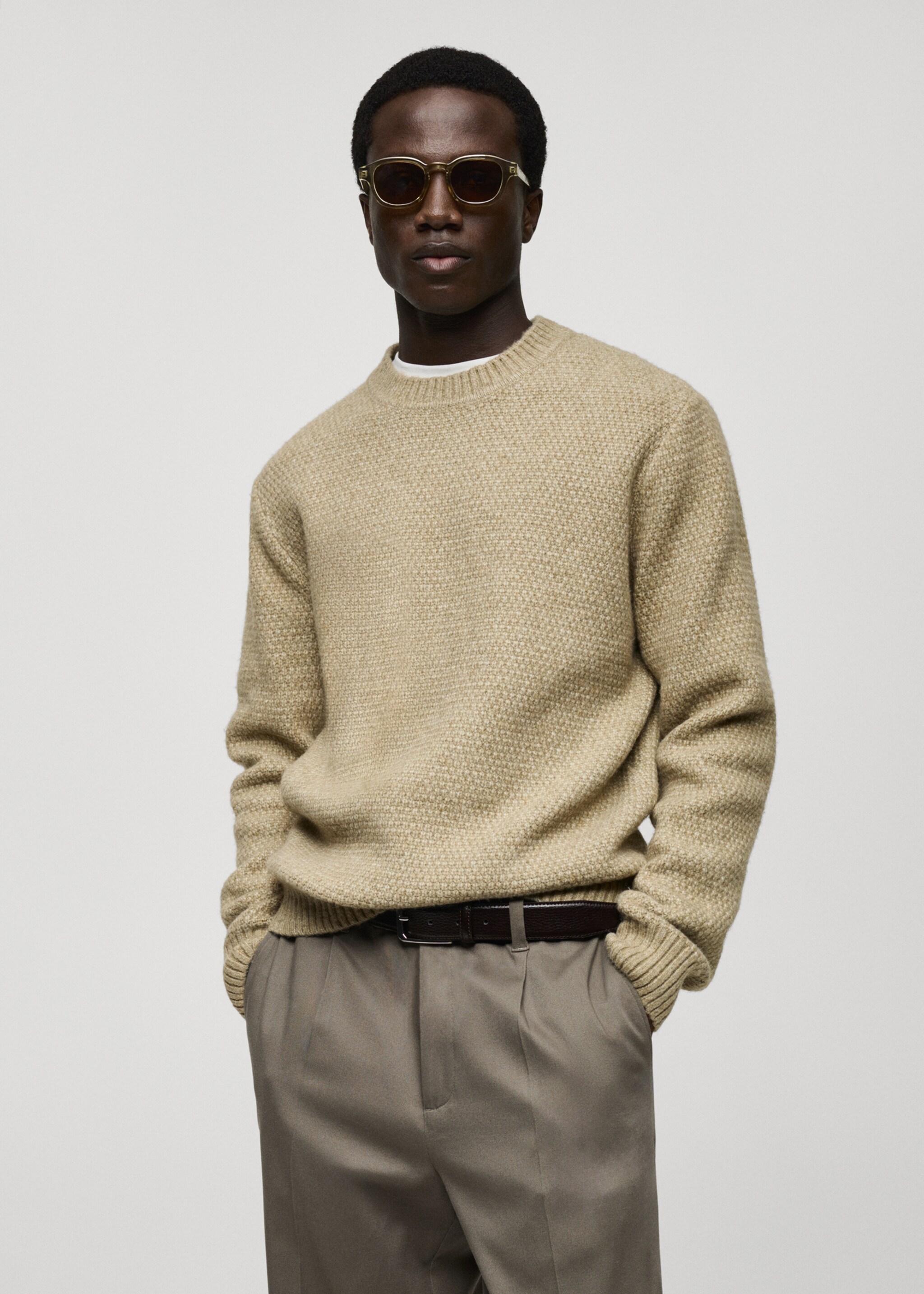 Stickad tröja struktur - Bild av mittparti, Pastellgrön. Ref: 87000613-00.