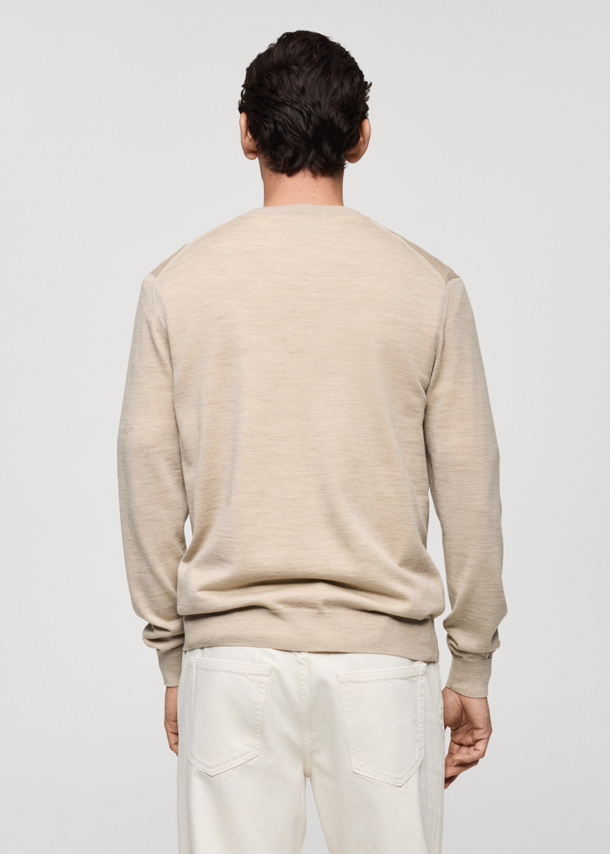 100% merino wool sweater - Reverse of the article, Beige. Ref: 87000616-00.