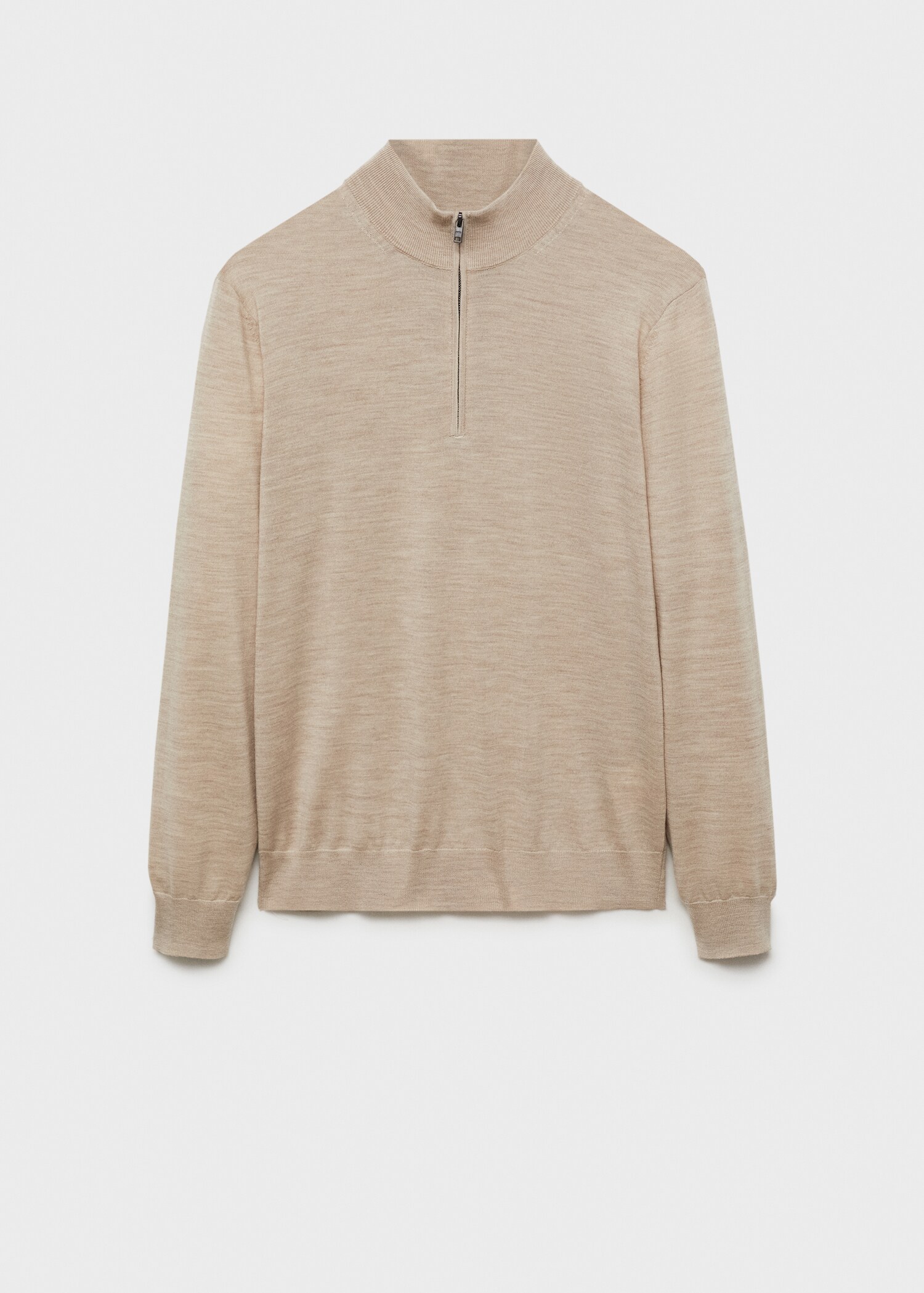 100% merino wool perkins-neck sweater with zip - Article without model