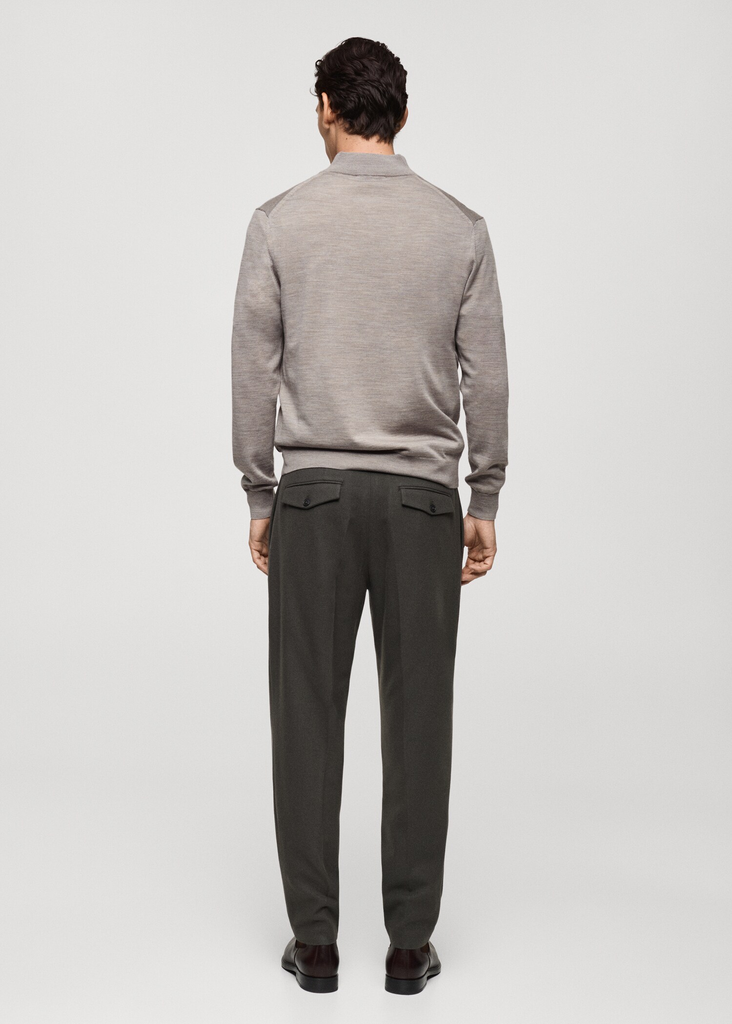 100% merino wool perkins-neck sweater with zip - Reverse of the article