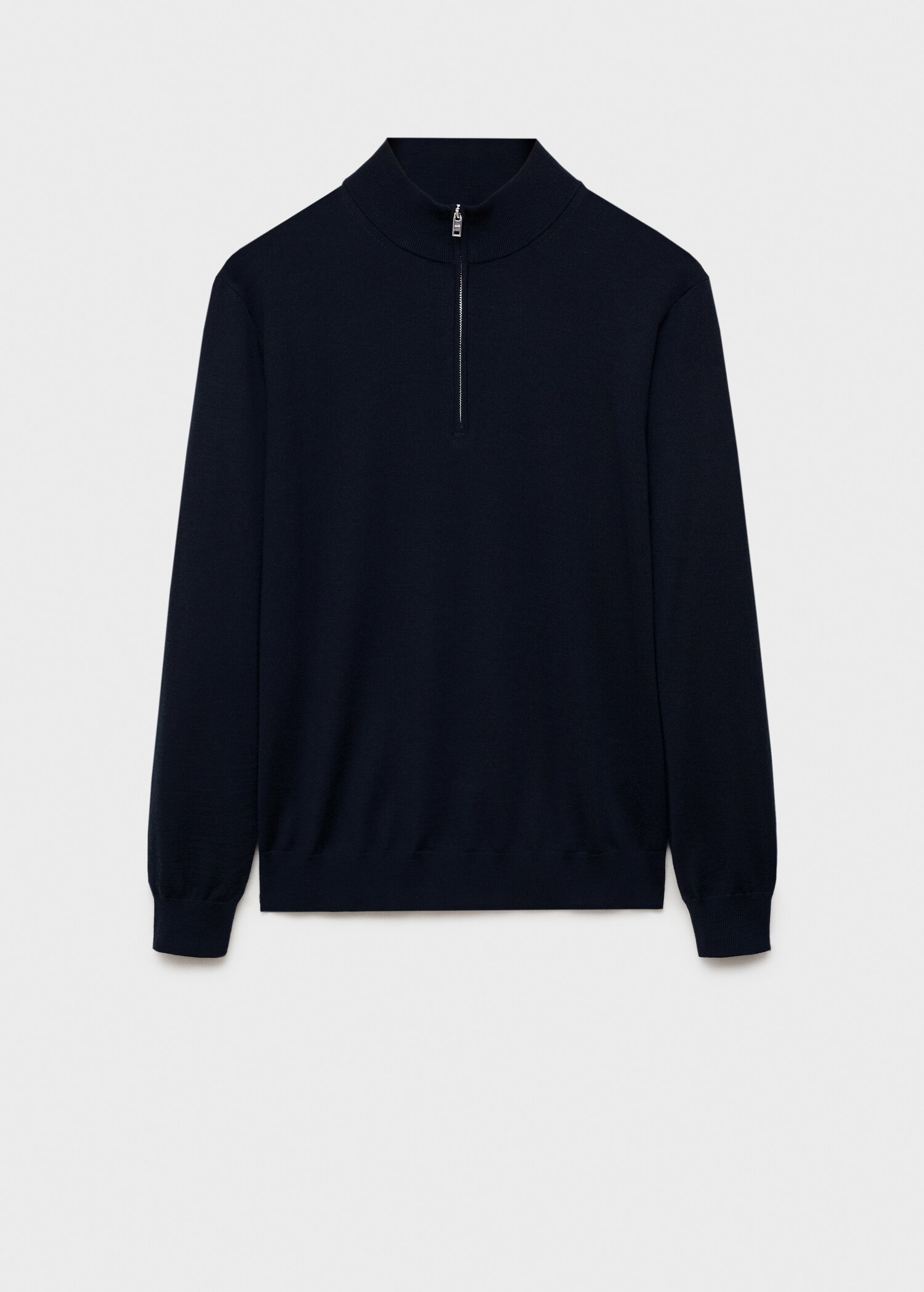 100% merino wool perkins-neck sweater with zip - Article without model