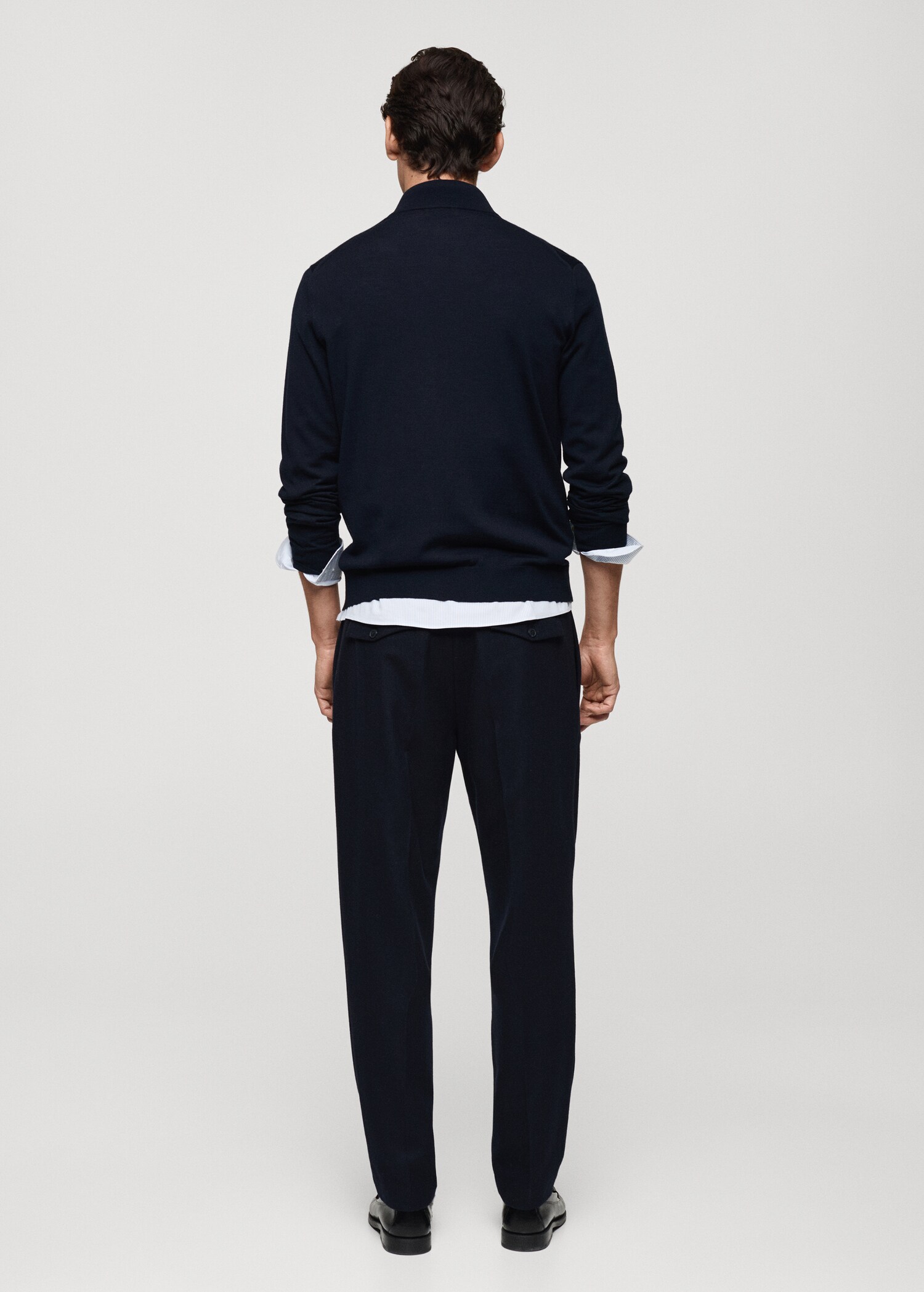 100% merino wool perkins-neck sweater with zip - Reverse of the article