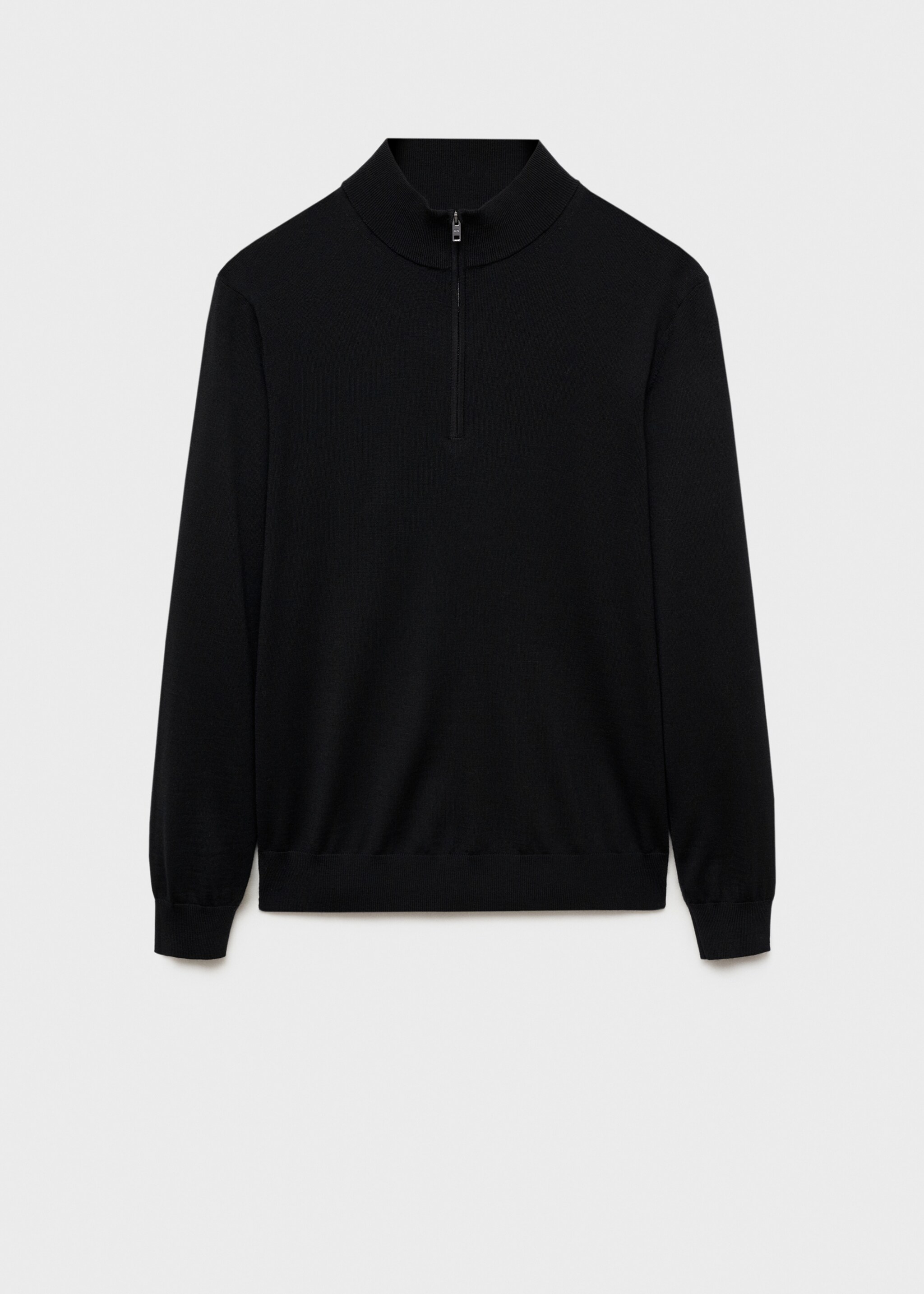 Pulovr se stojáčkem na zip ze 100% vlny merino - Zboží bez modelu, Černá. Ref: 87000617-00.