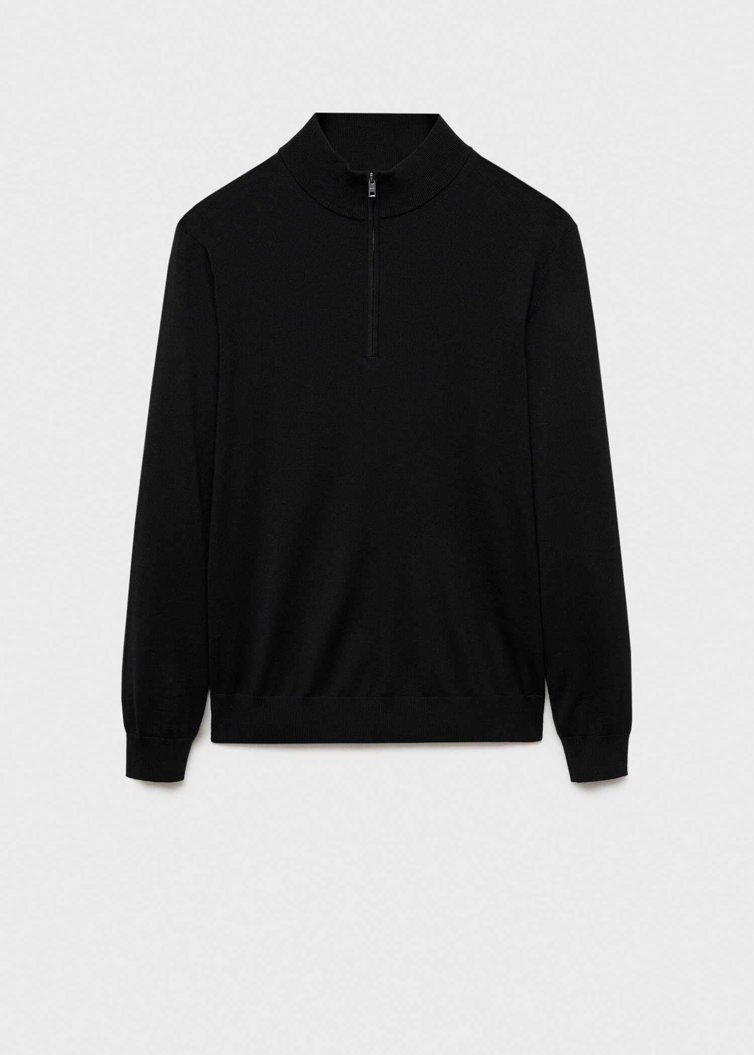 100% merino wool perkins-neck sweater with zip - Article without model