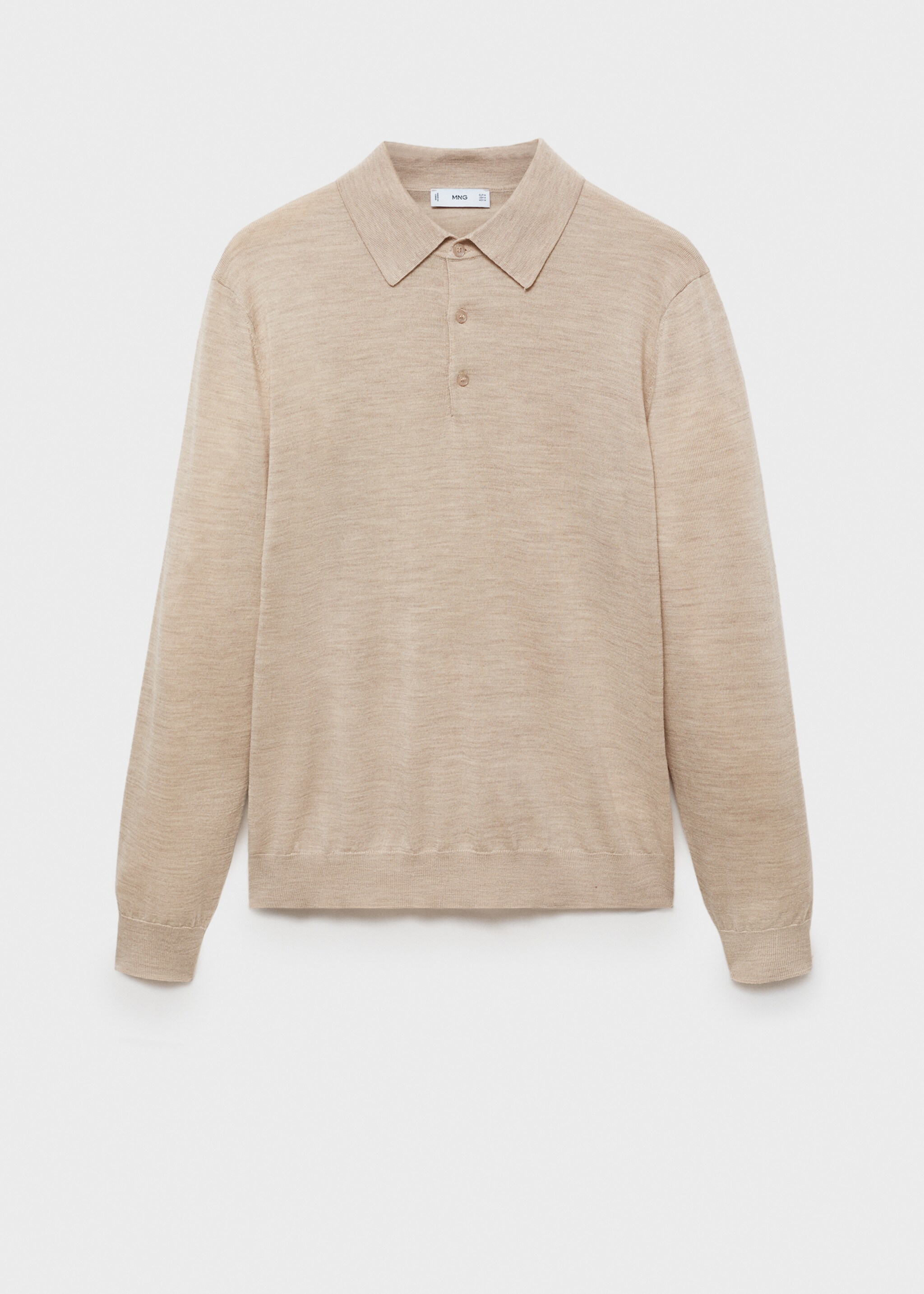 Poloshirt-Pullover aus 100 % Merinowolle - Artikel ohne Model, Beige. Ref: 87000618-00.