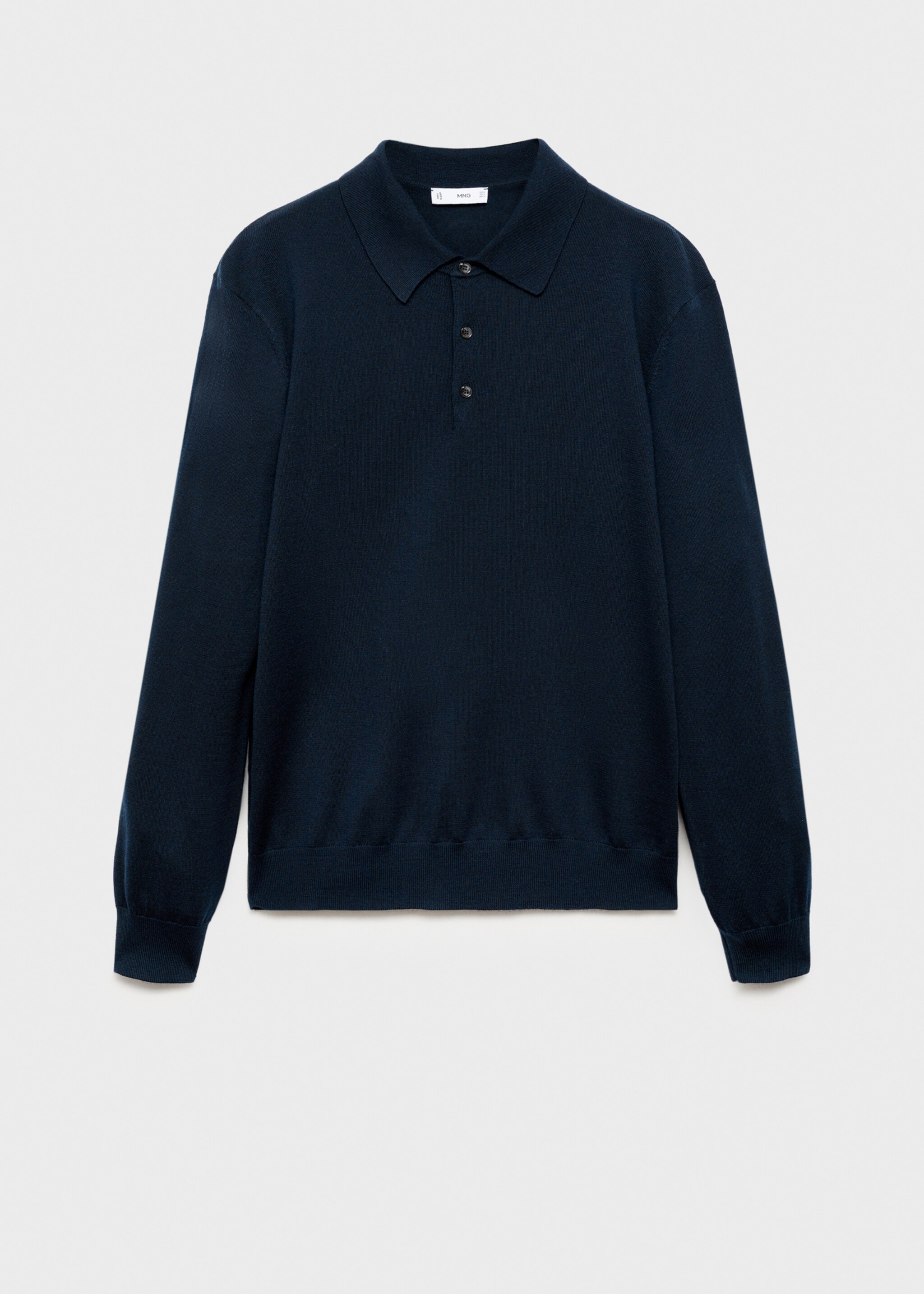 100% merino wool polo sweater - Article without model, Dark Navy. Ref: 87000618-00.