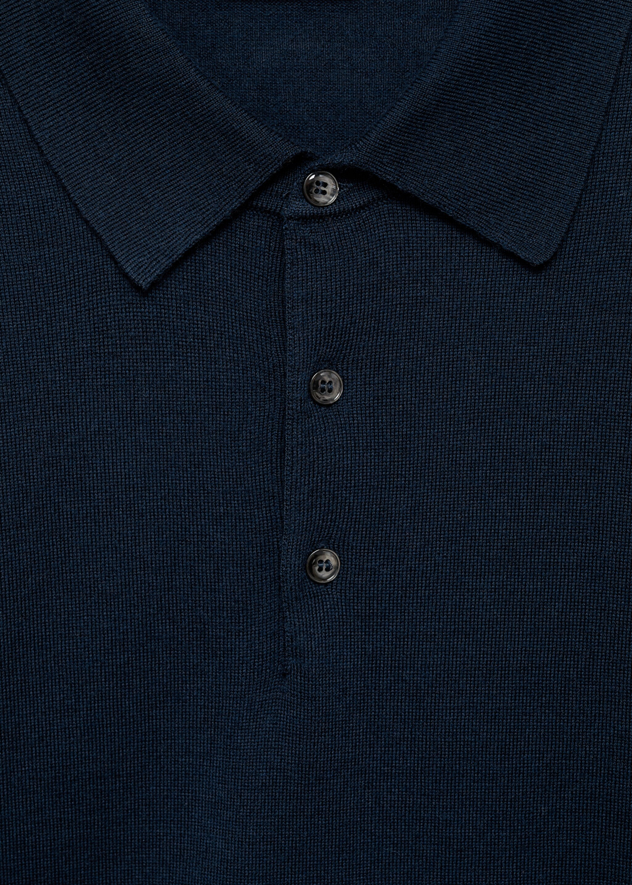 100% merino wool polo sweater - Details of the article 8, Dark Navy. Ref: 87000618-00.