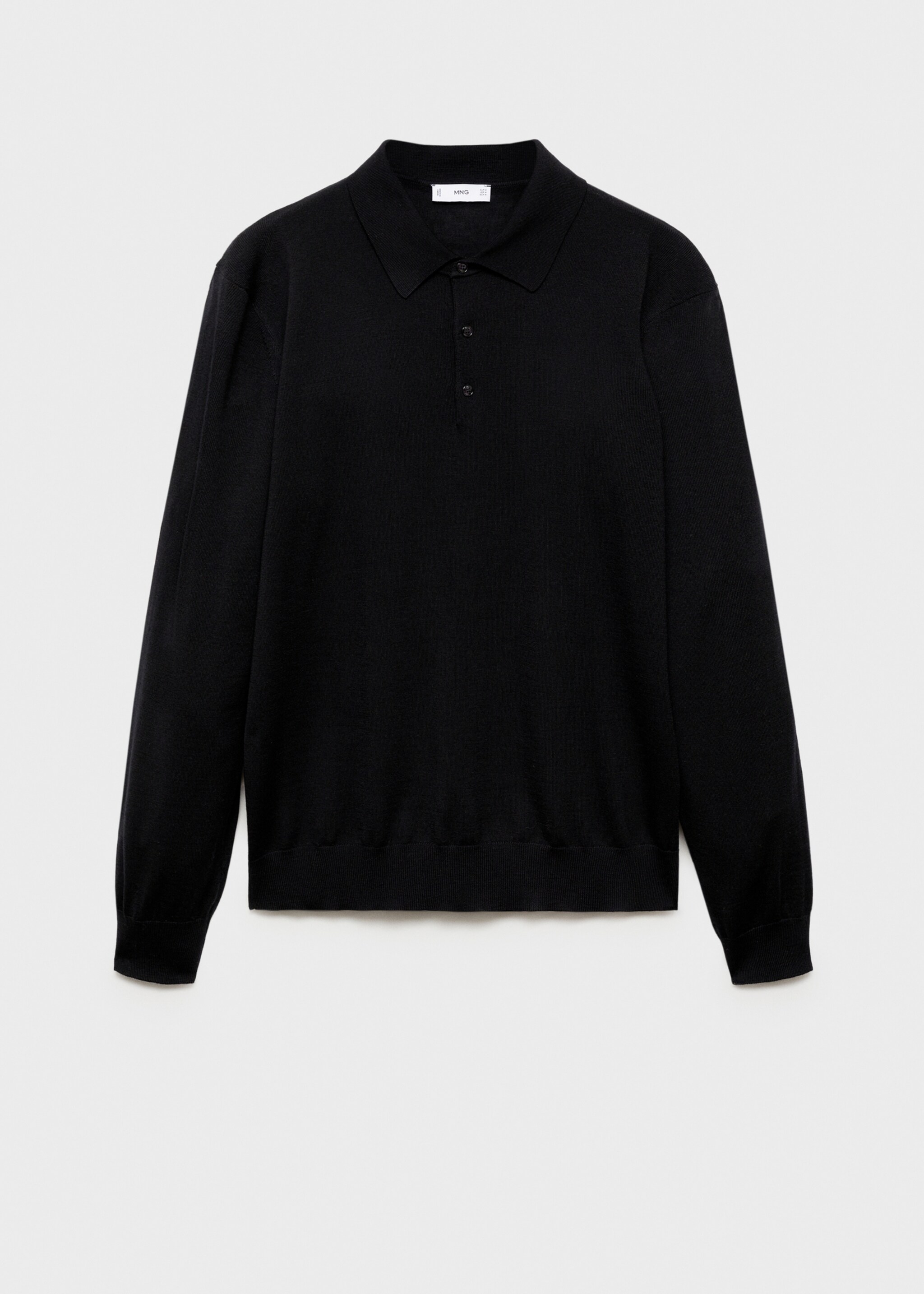 Pull-over polo 100 % laine mérinos - Article sans modèle, Noir. Ref: 87000618-00.