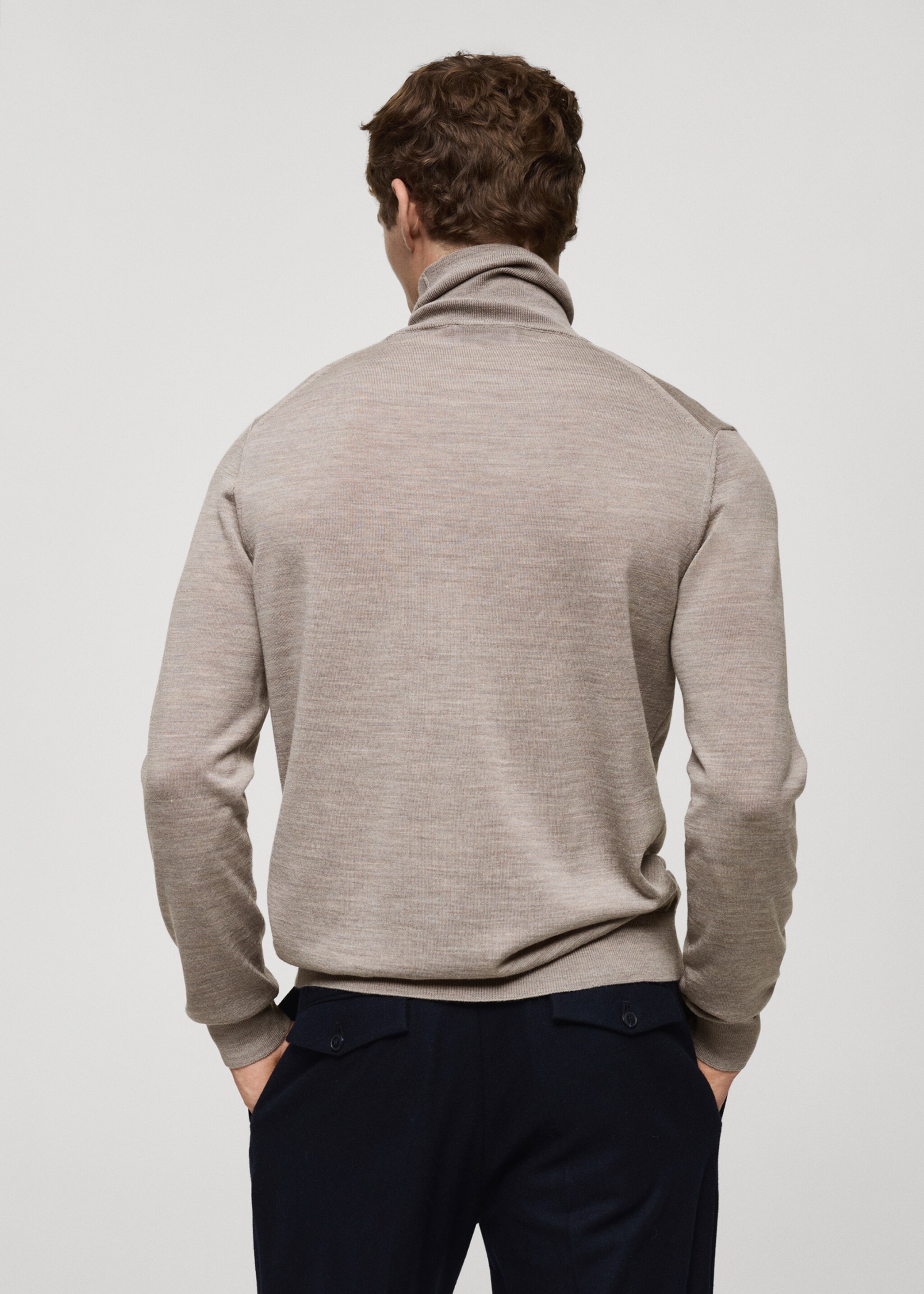 100% merino wool turtleneck sweater - Reverse of the article, Medium Brown. Ref: 87000619-00.