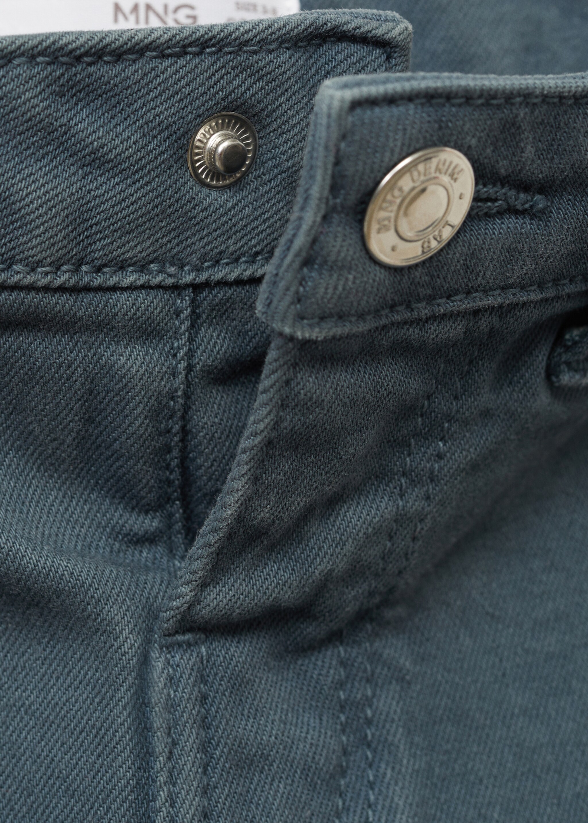 Seamless jeans with frayed hem - Details of the article 8, Petrol Blue. Ref: 87000622-00.