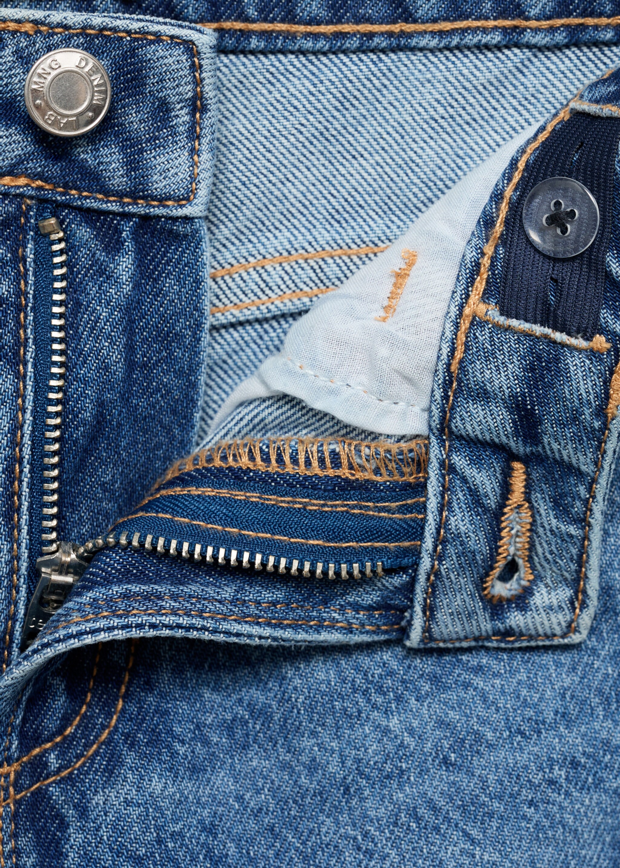 Wideleg low frayed hem jeans - Details of the article 8, Dark Blue. Ref: 87000623-00.