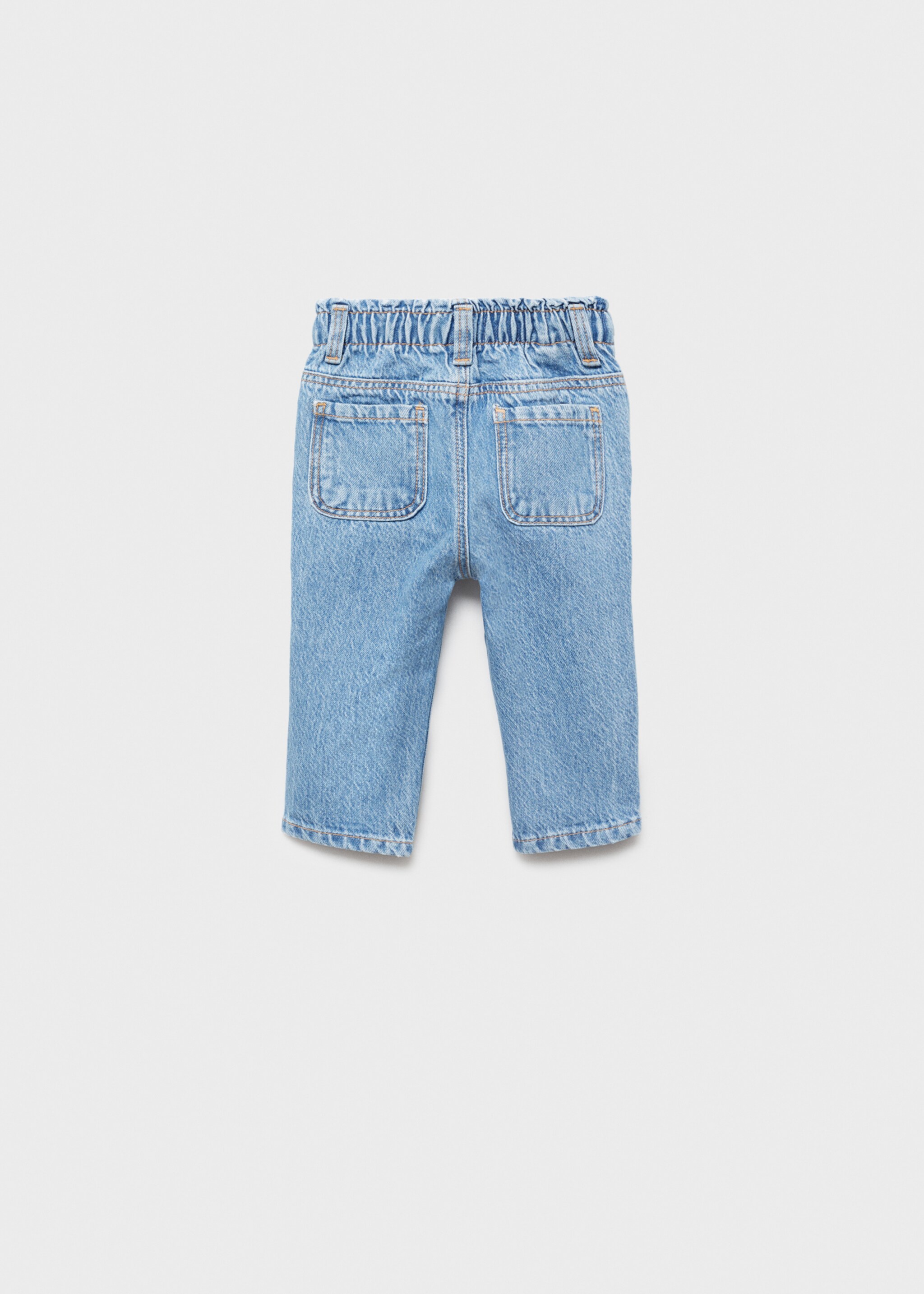 Jeans paperbag rectes - Revers de l'article, Blau mitjà. Ref: 87000631-00.