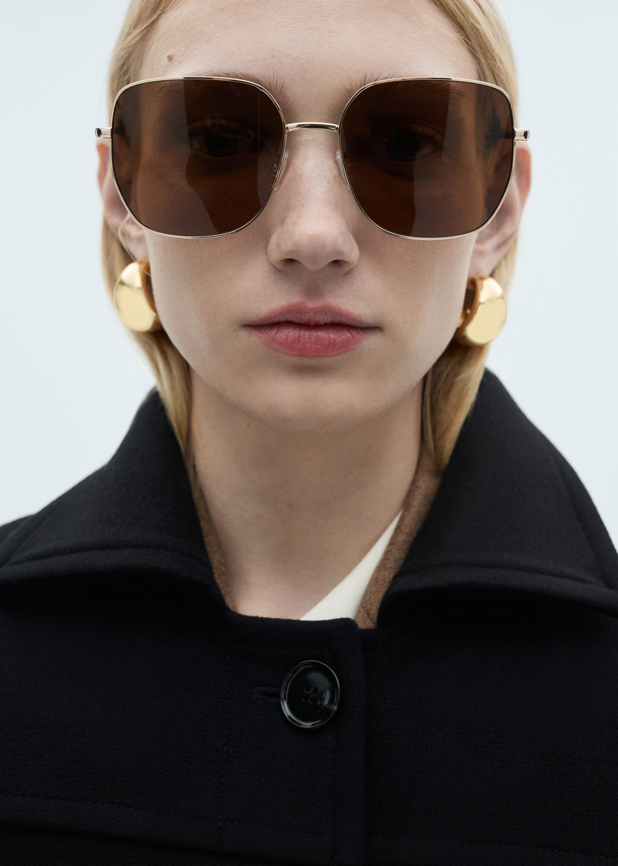 Manteau midi laine boutons - Détail de l'article 1, Noir. Ref: 87000642-00.