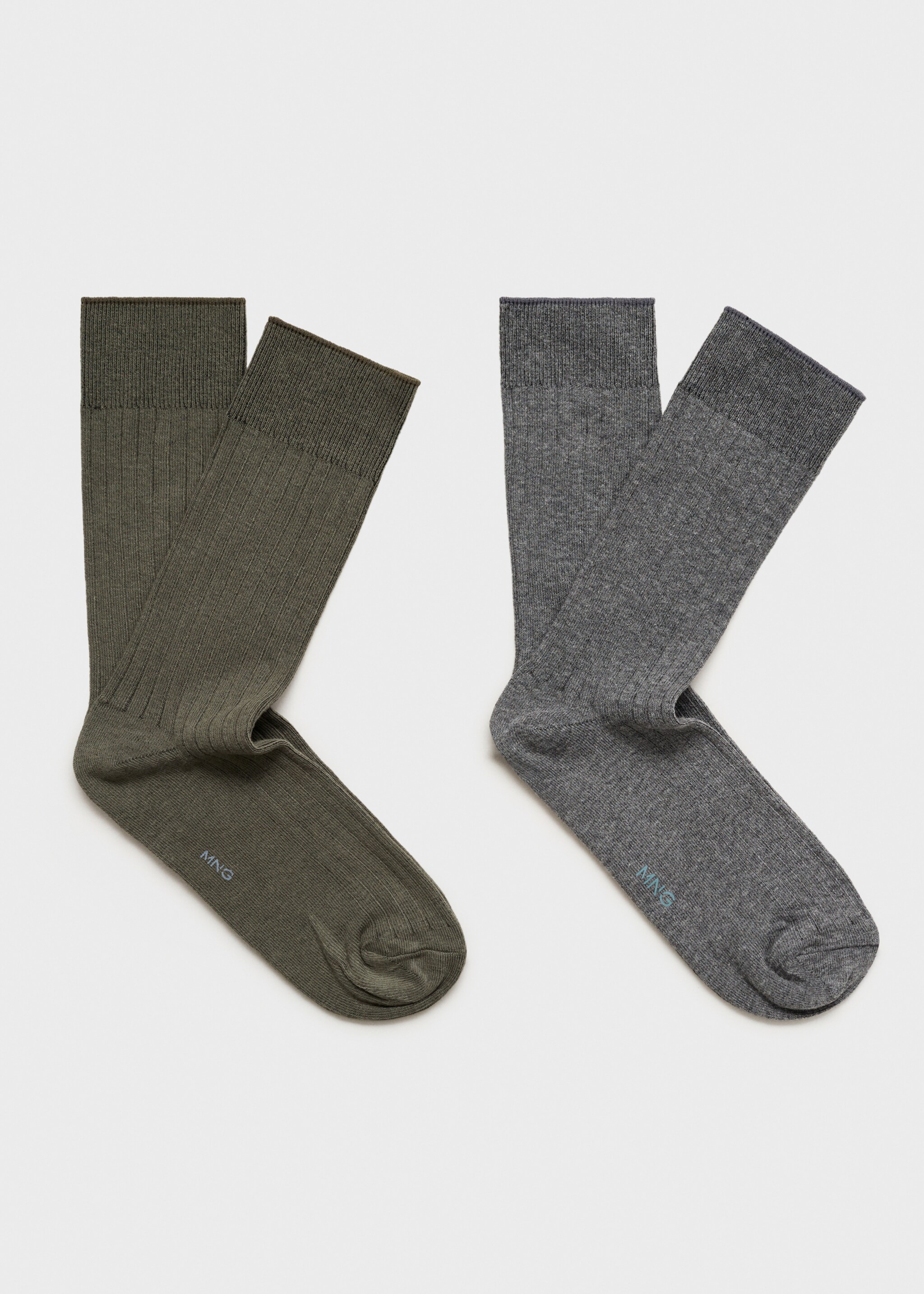 2er-Pack Baumwollsocken mit Rippmuster - Artikel ohne Model, Khaki. Ref: 87000663-00.
