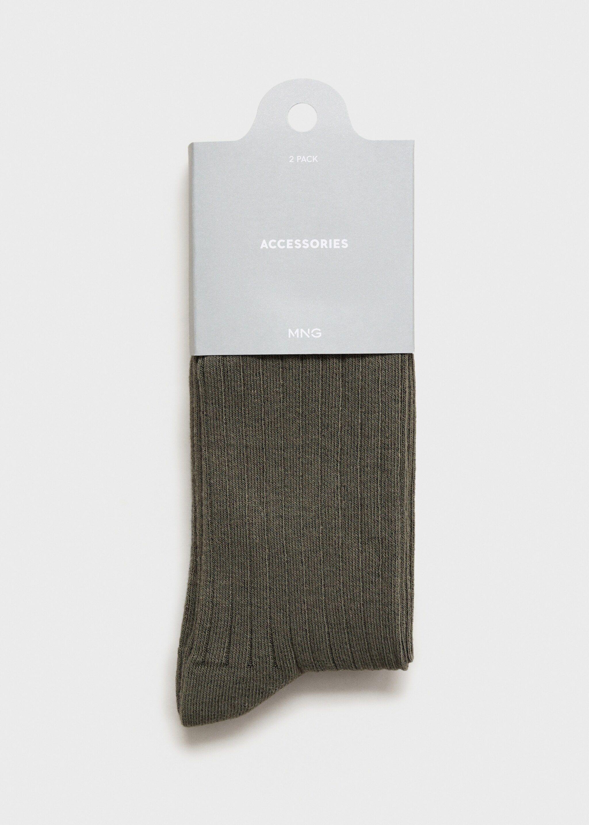 2er-Pack Baumwollsocken mit Rippmuster - Detail des Artikels 0, Khaki. Ref: 87000663-00.