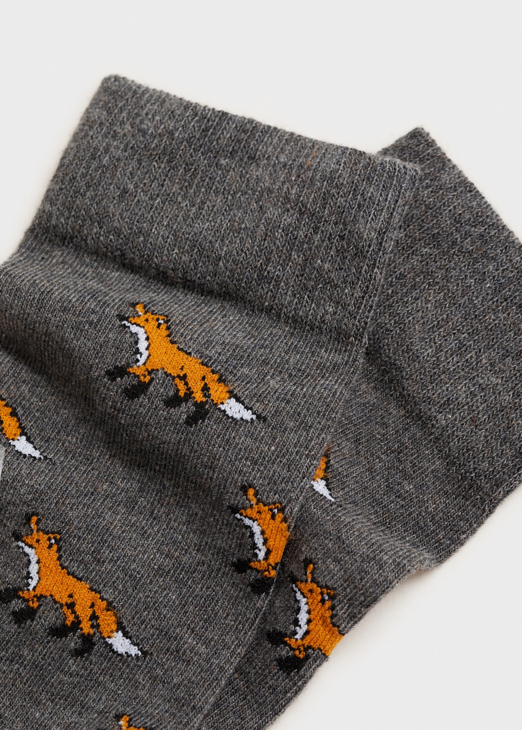 Animal print cotton socks - Details of the article 0, Grey. Ref: 87000666-00.