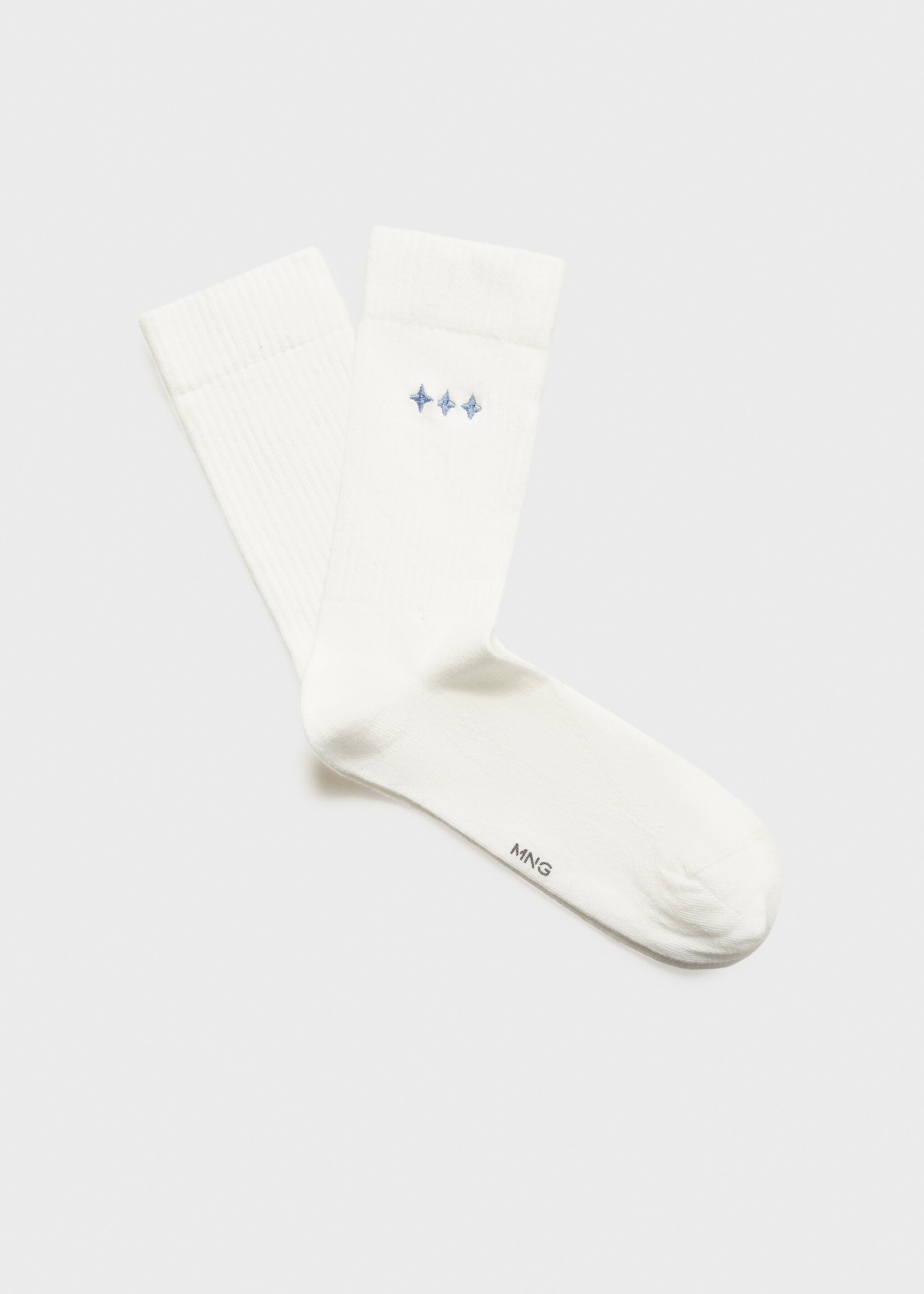 Embroidered cotton socks - Article without model, Off White. Ref: 87000671-00.