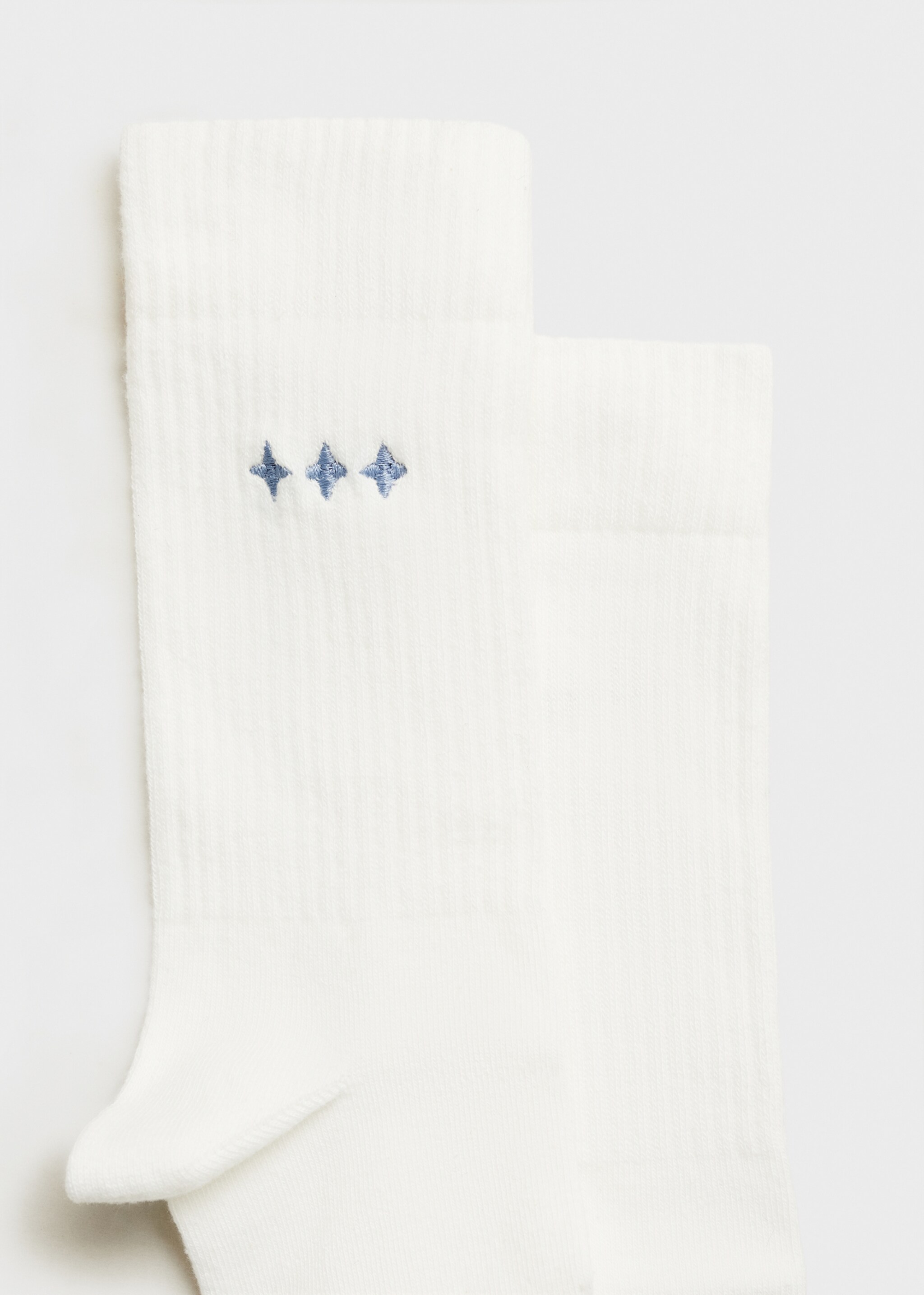 Embroidered cotton socks - Details of the article 8, Off White. Ref: 87000671-00.