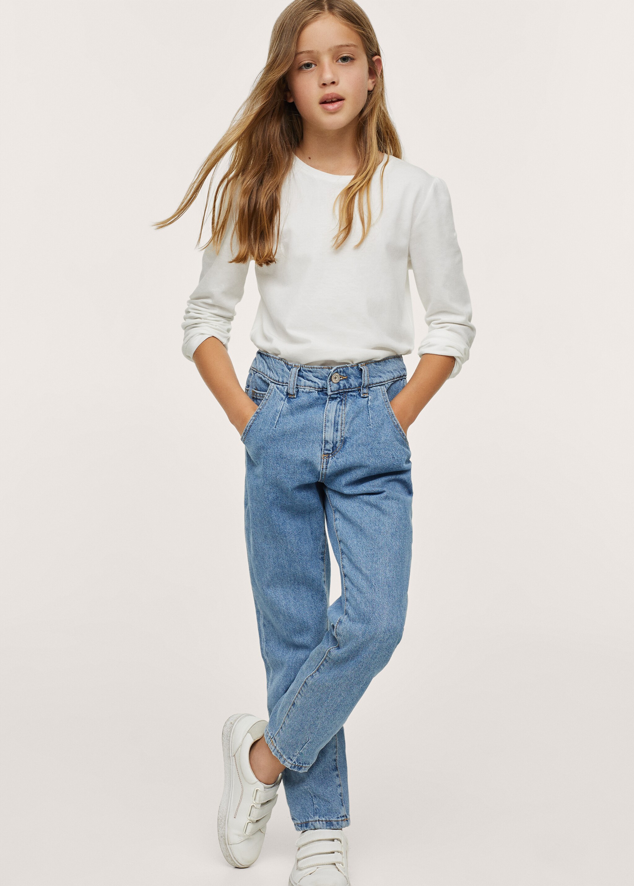 Jeans slouchy cintura elastica - Plano medio