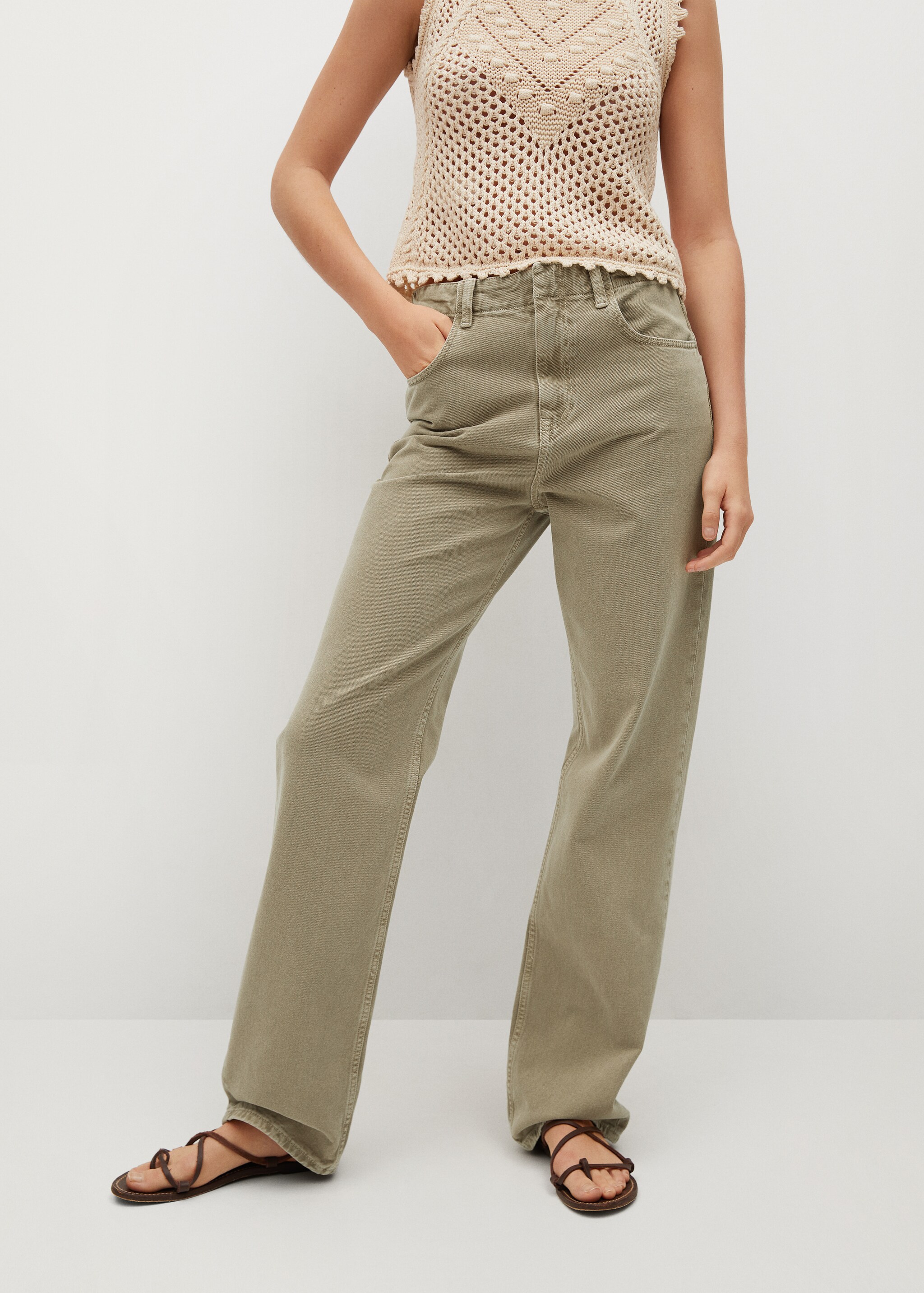 Jeans wideleg tiro alto - Plano medio
