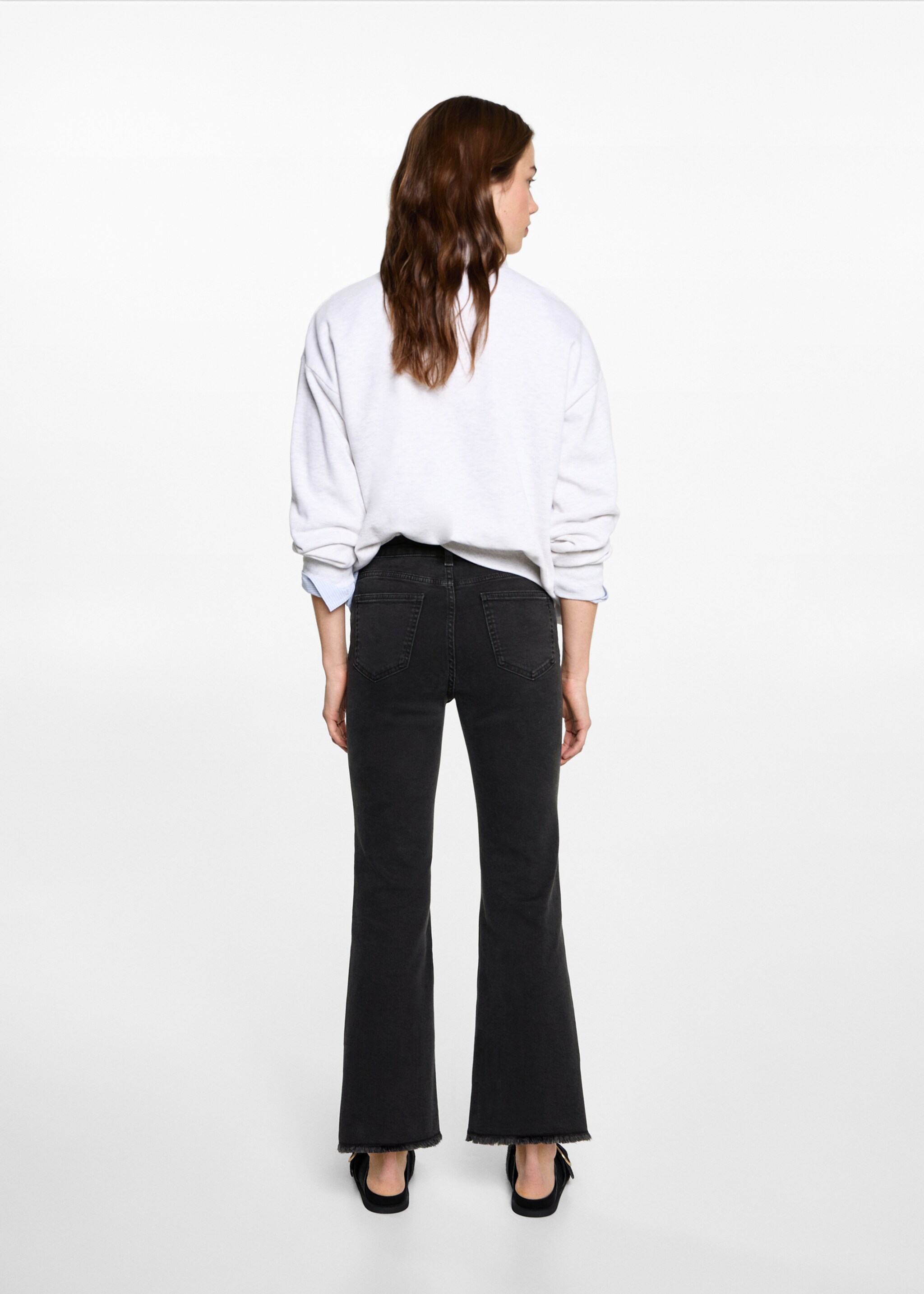 Crop flared jeans - Reverse of the article, Black denim. Ref: 87001071-00.