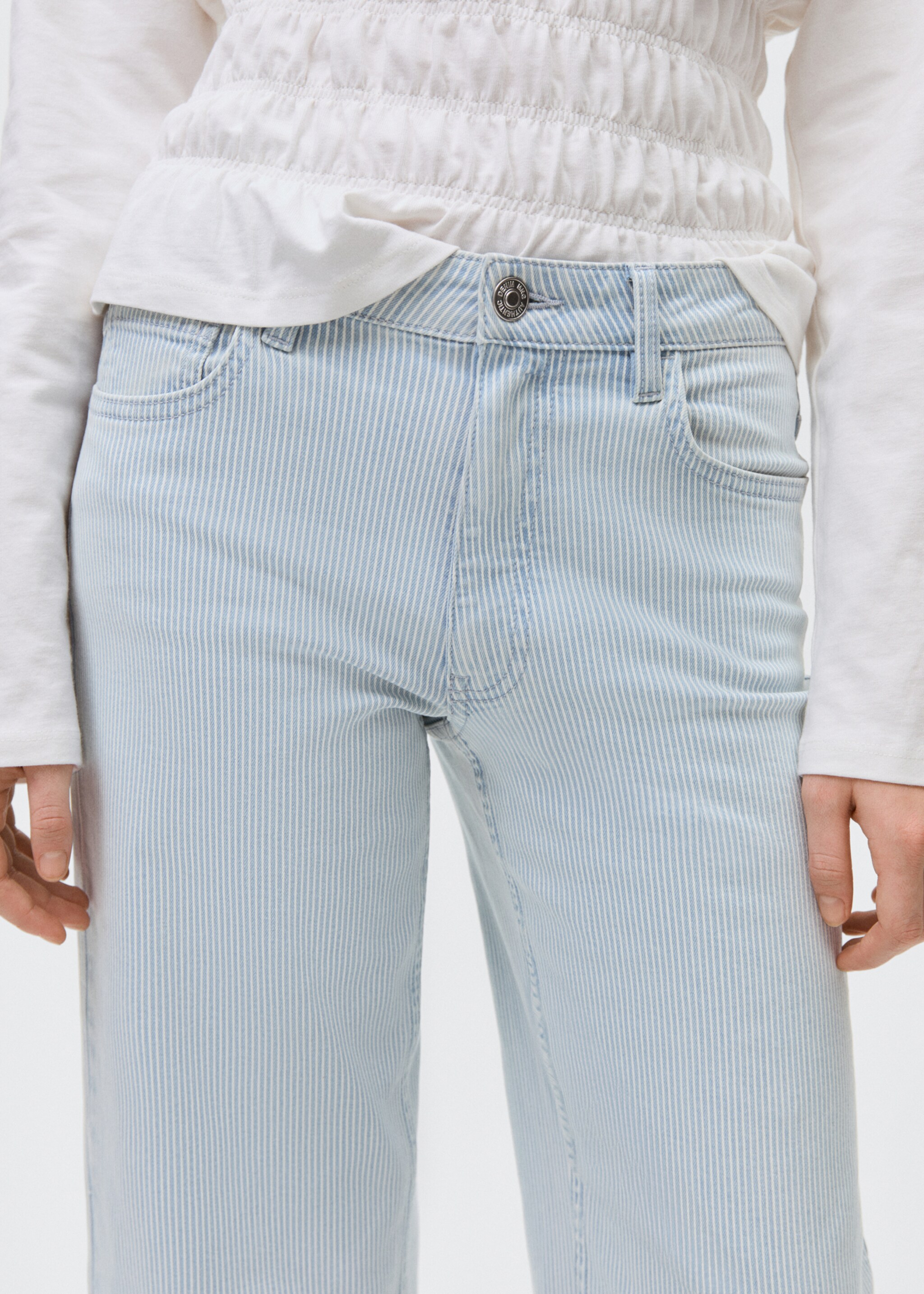 Gestreepte culotte jeans - Detail van het artikel 6, Blauw. Ref: 87001074-00.