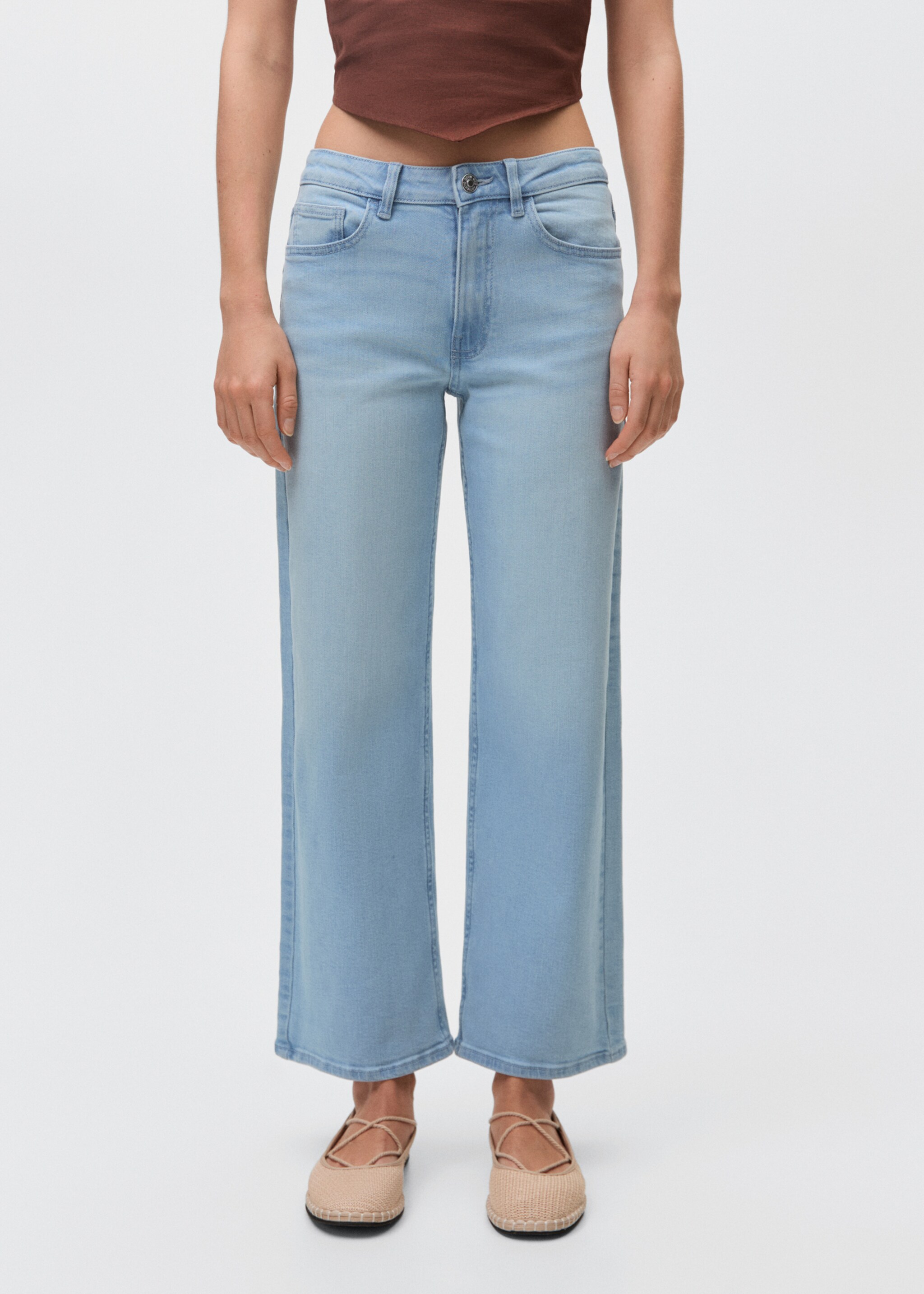 Jeans culotte mid-waist comfort - Medium plane, Light Blue. Ref: 87001075-00.