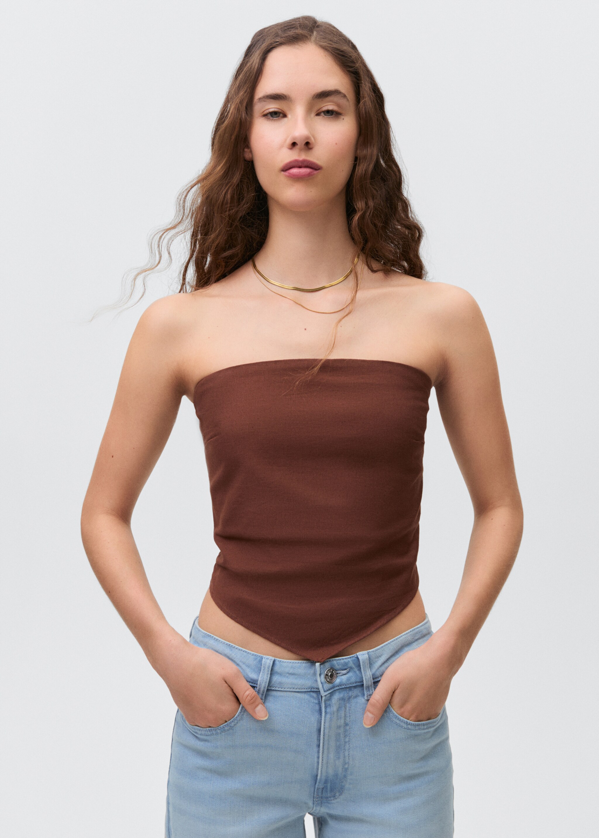 Jeans culotte mid-waist comfort - Details of the article 1, Light Blue. Ref: 87001075-00.