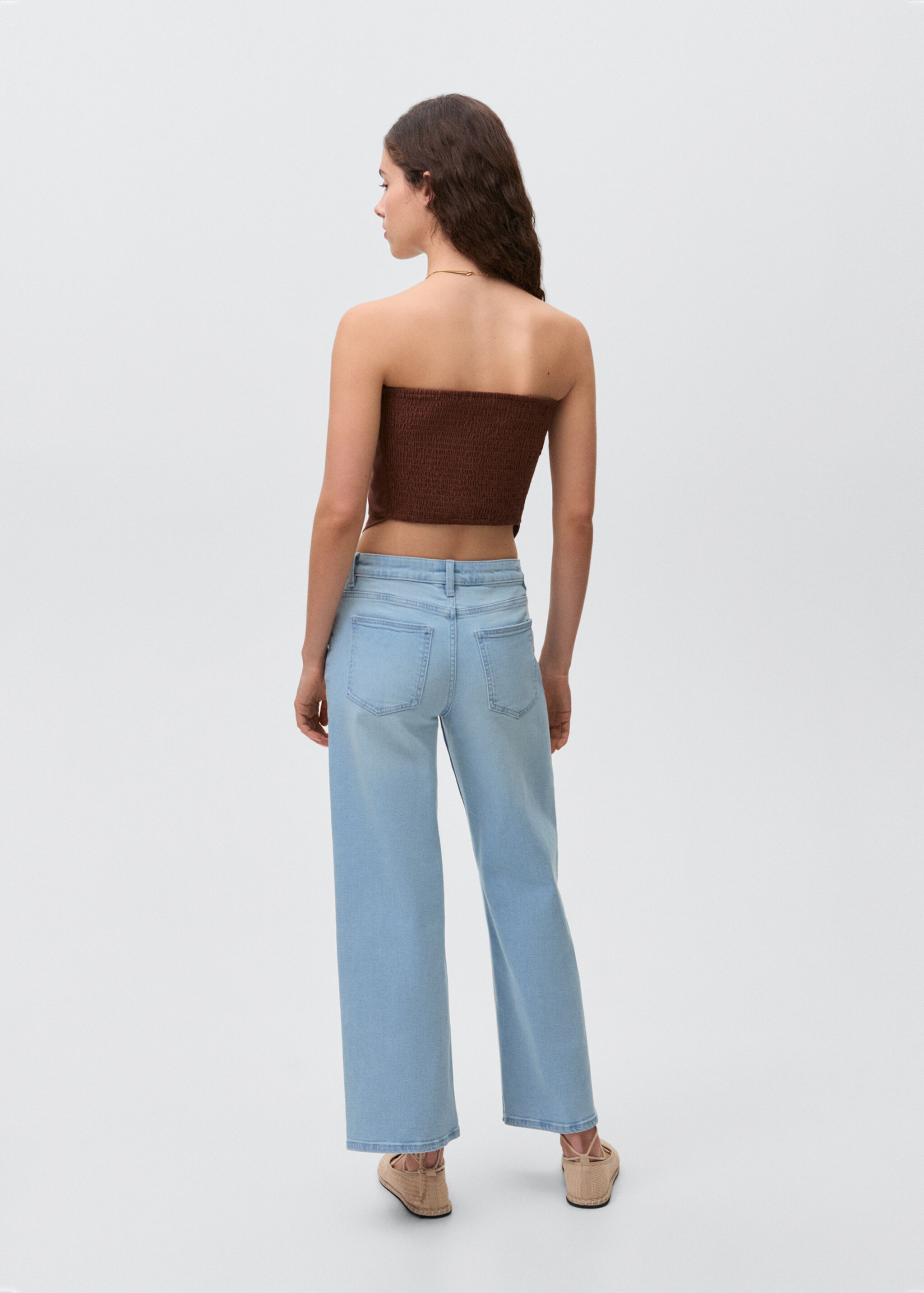 Jeans culotte mid-waist comfort - Reverse of the article, Light Blue. Ref: 87001075-00.