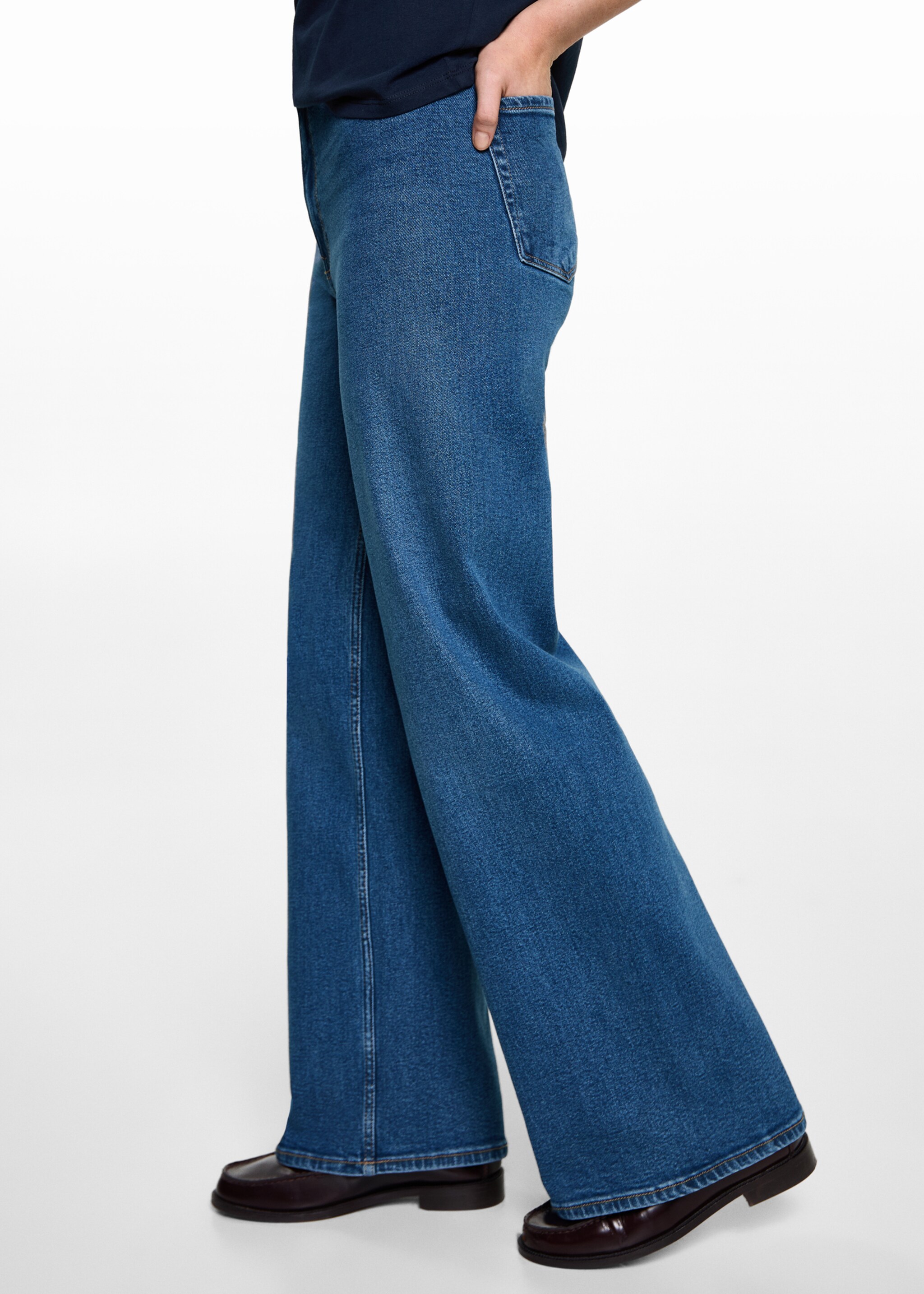 Jean wide leg - Détail de l'article 1, Bleu moyen. Ref: 87001079-00.