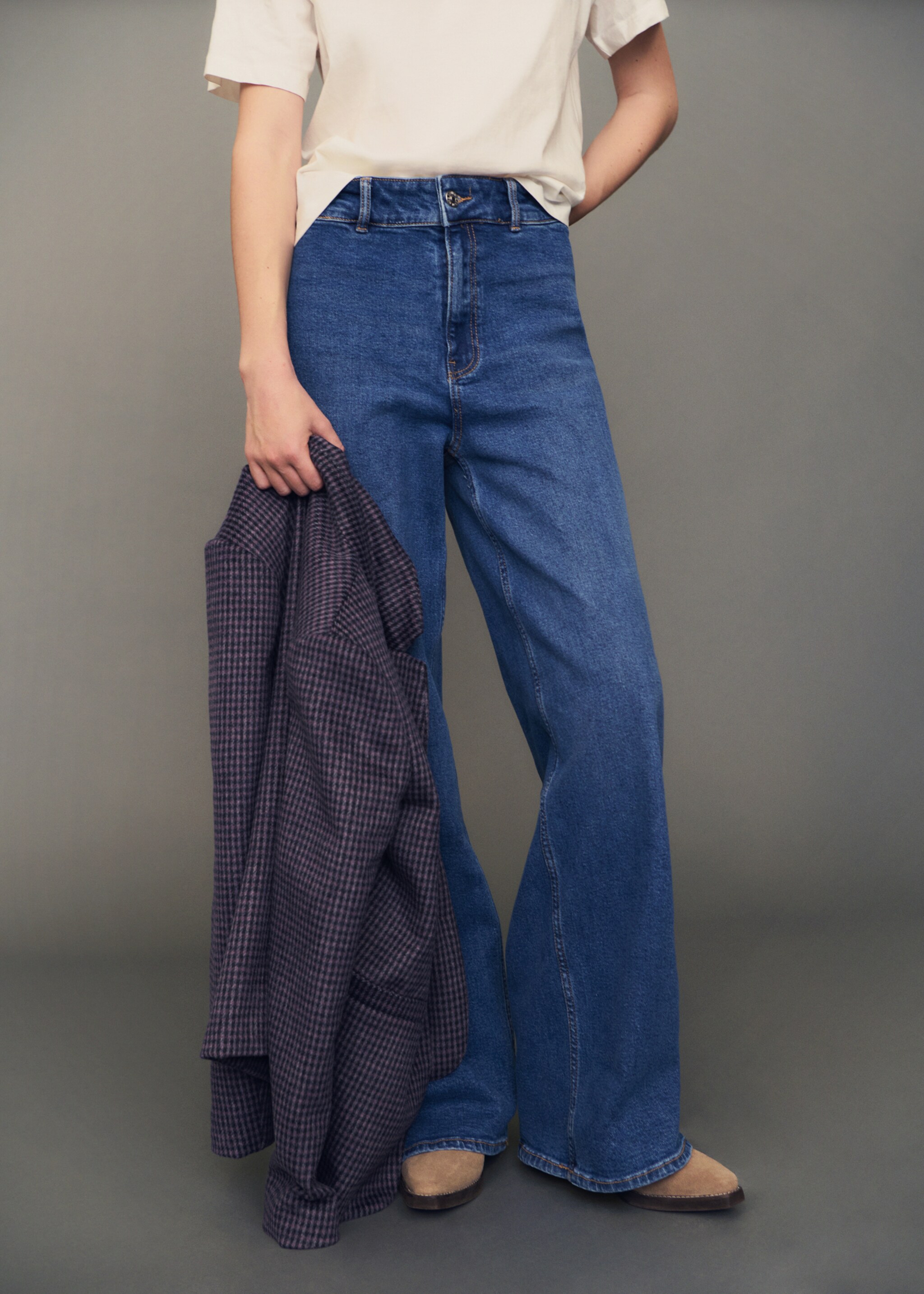 Jean wide leg - Détail de l'article 5, Bleu moyen. Ref: 87001079-00.