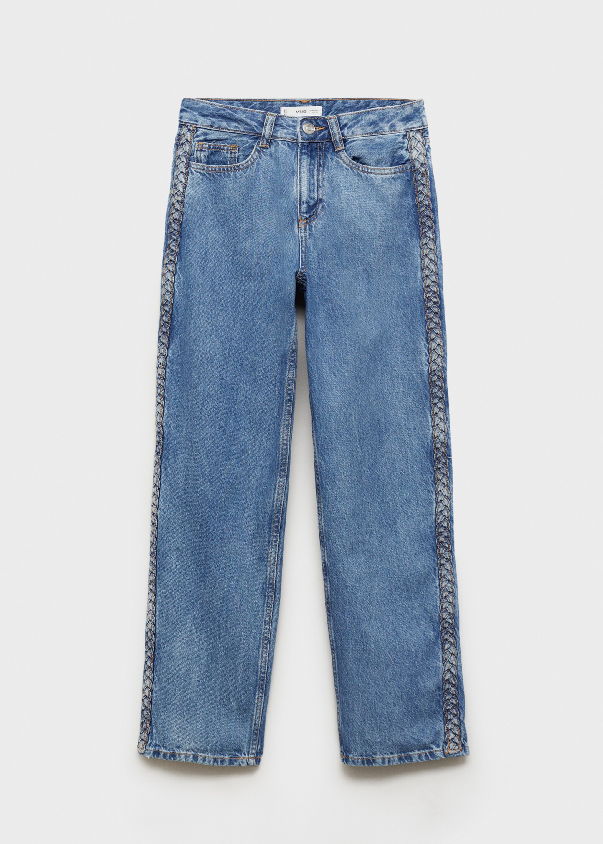 Jeans with braided sides - Article without model, Medium Blue. Ref: 87001092-00.