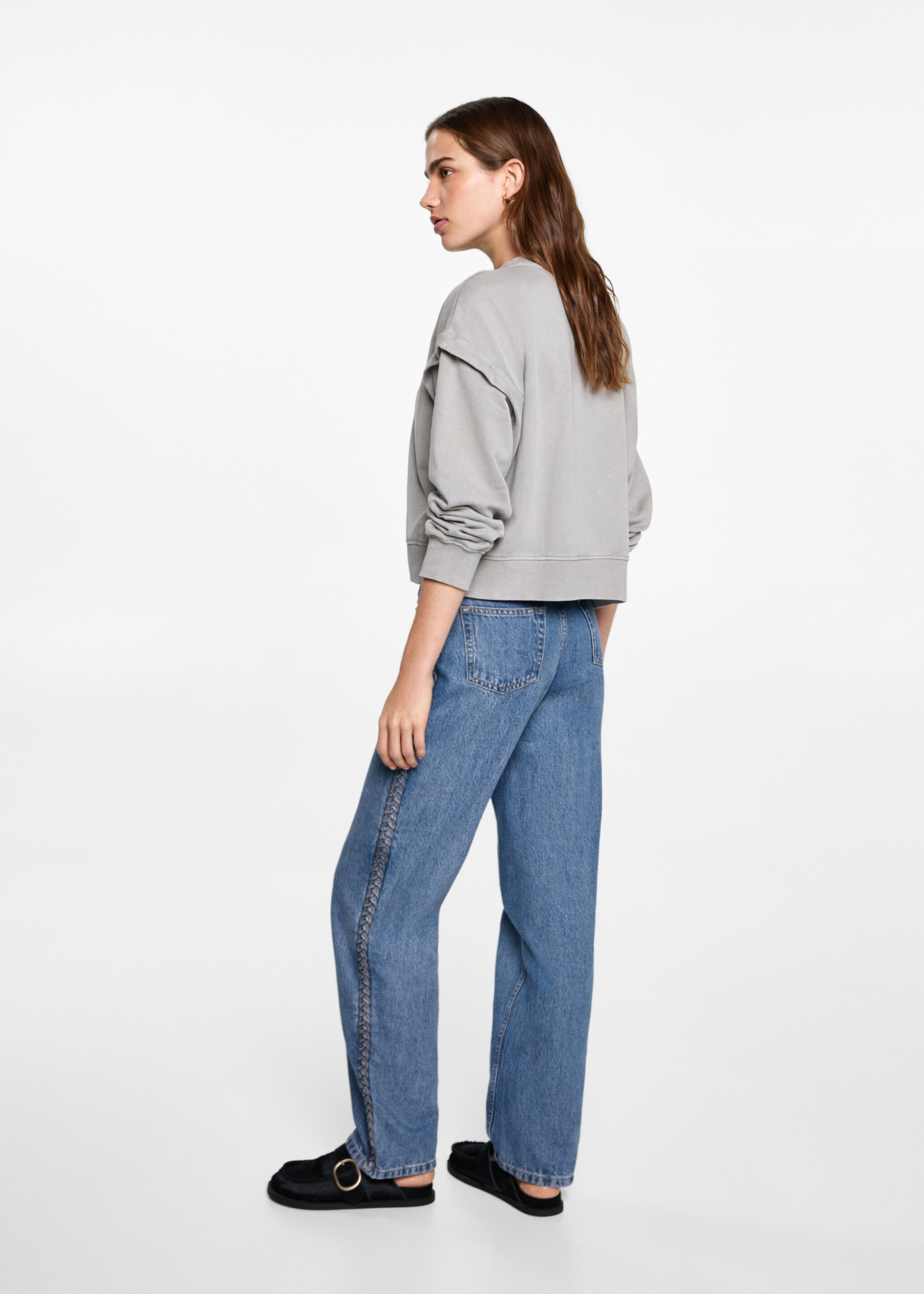 Jeans with braided sides - Reverse of the article, Medium Blue. Ref: 87001092-00.